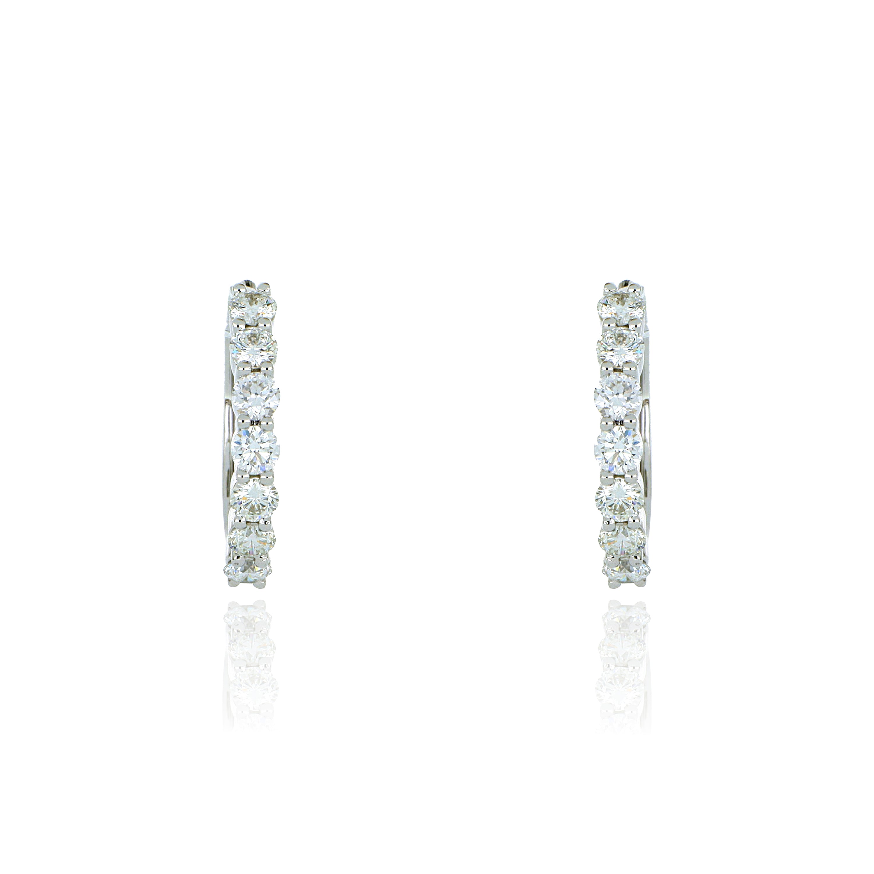 18k White Gold Mini Diamond Huggies - Charles Koll Jewelers