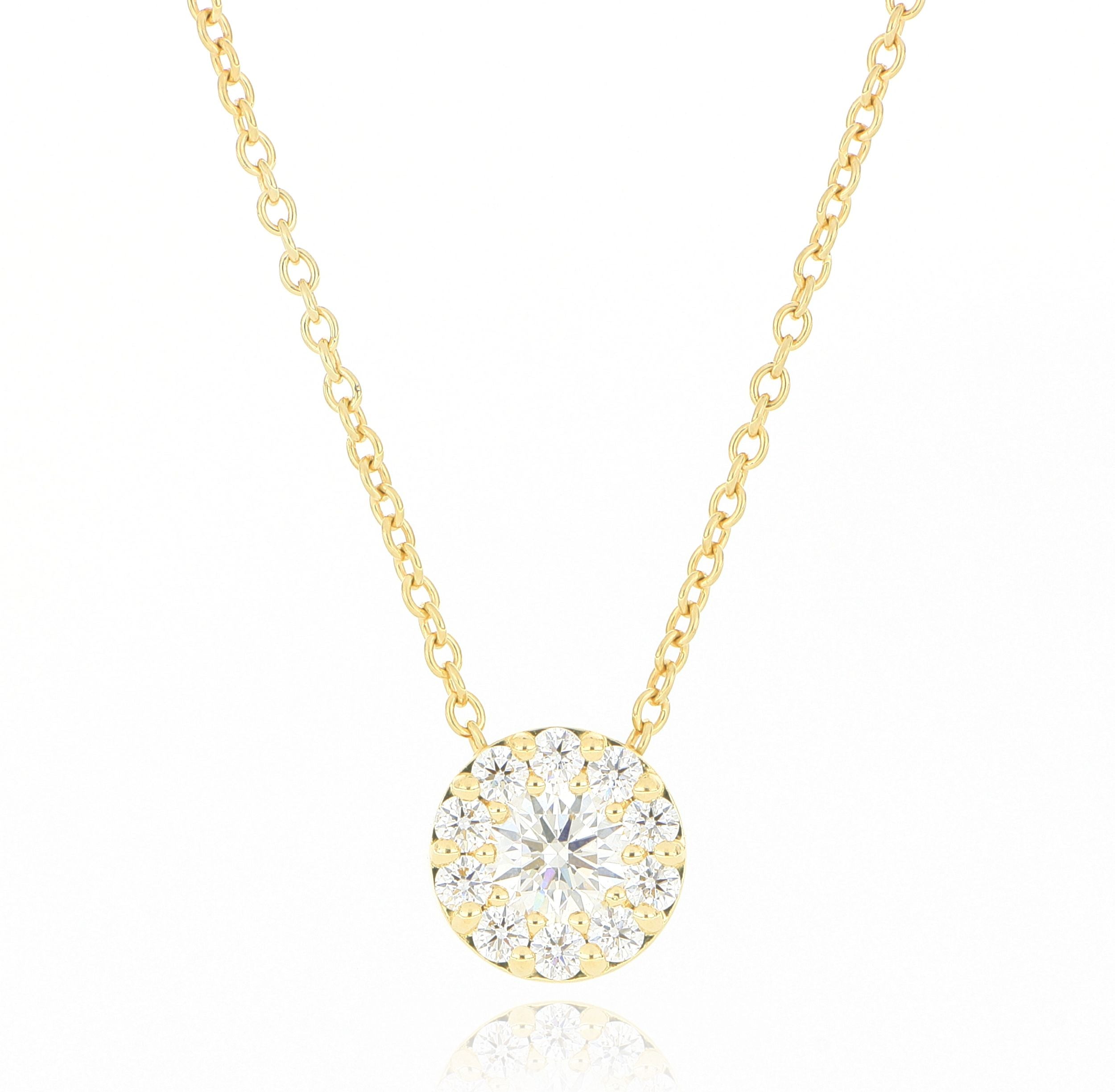 18k Yellow Gold Hearts on Fire Diamond Halo Necklace