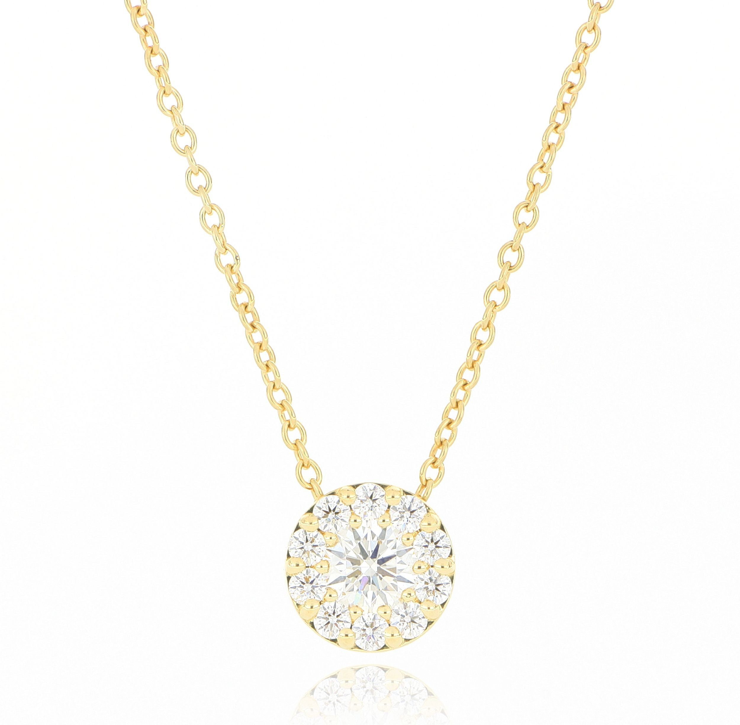 18k Yellow Gold Hearts on Fire Diamond Halo Necklace - Charles Koll Jewelers