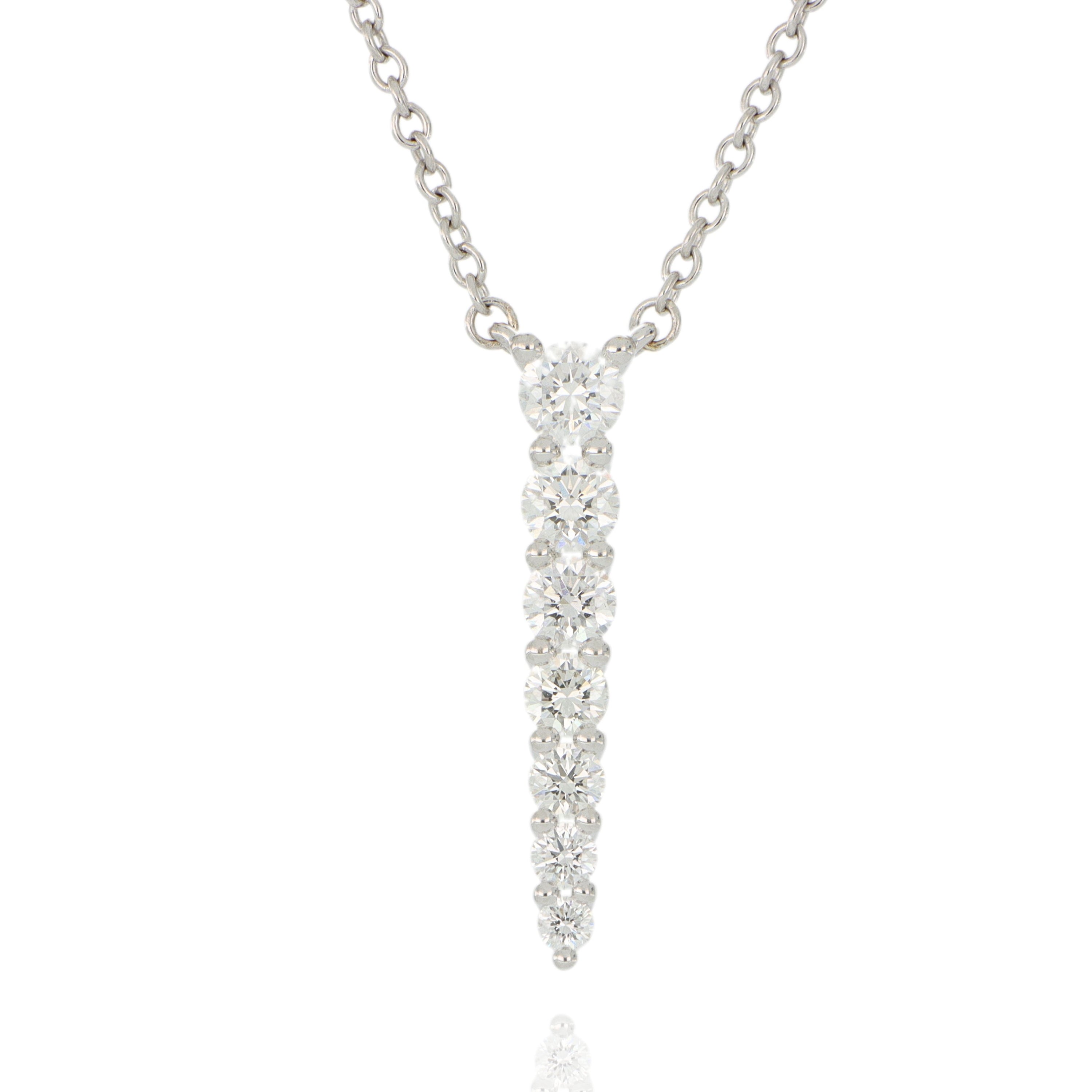 18k White Gold Tapered Diamond Necklace - Charles Koll Jewelers