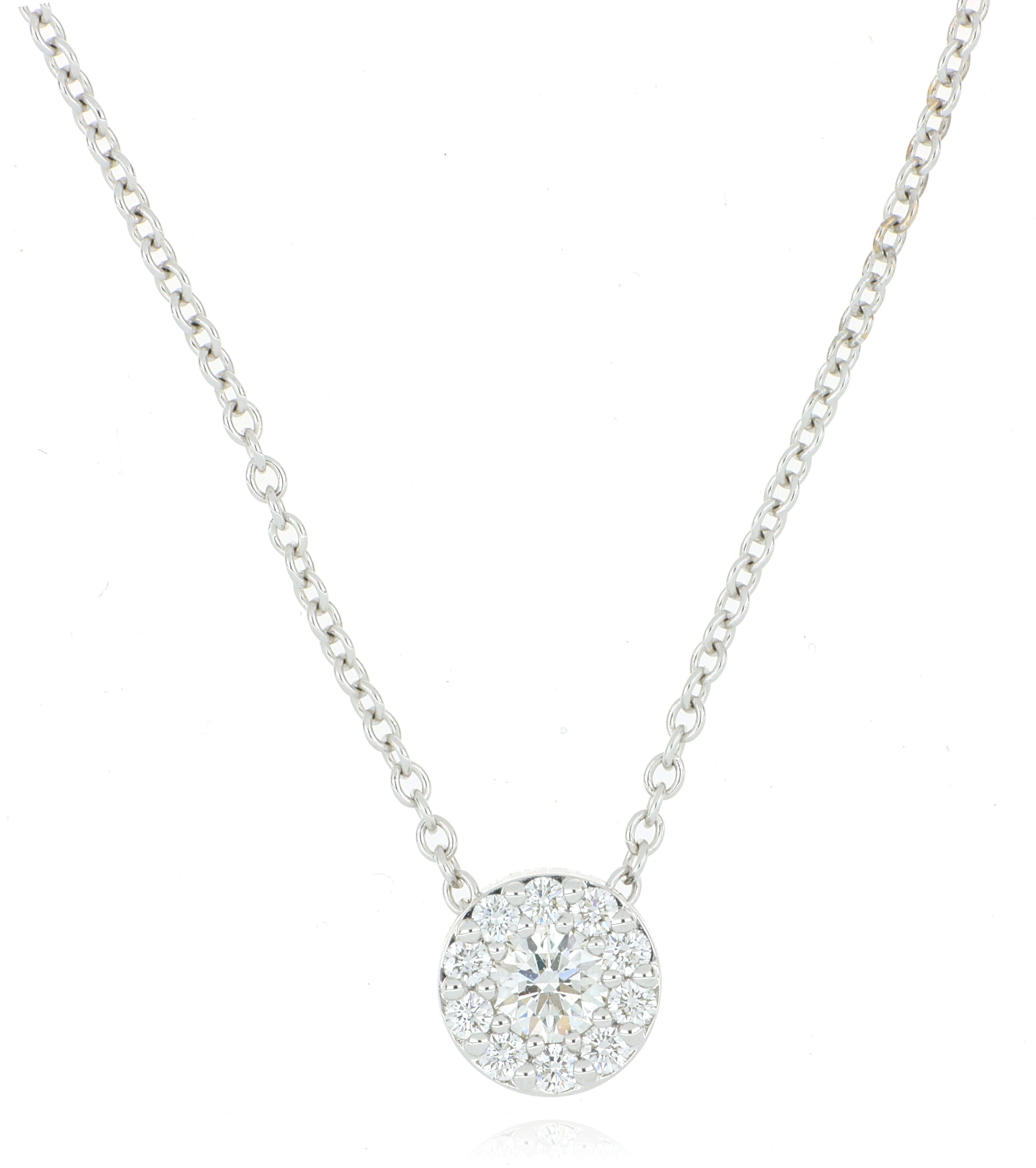 18k White God Hearts On Fire Diamond Halo Necklace - Charles Koll Jewelers