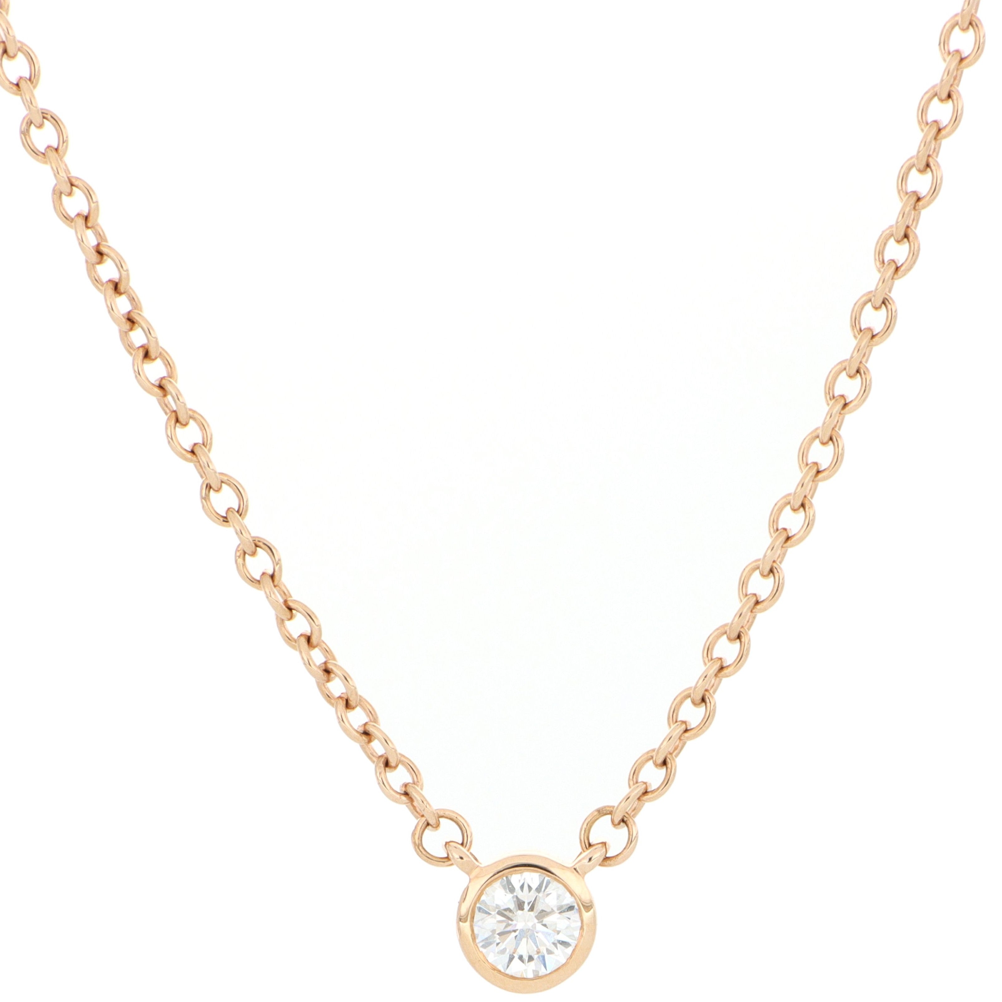 18k Rose Gold Solitaire Diamond Necklace