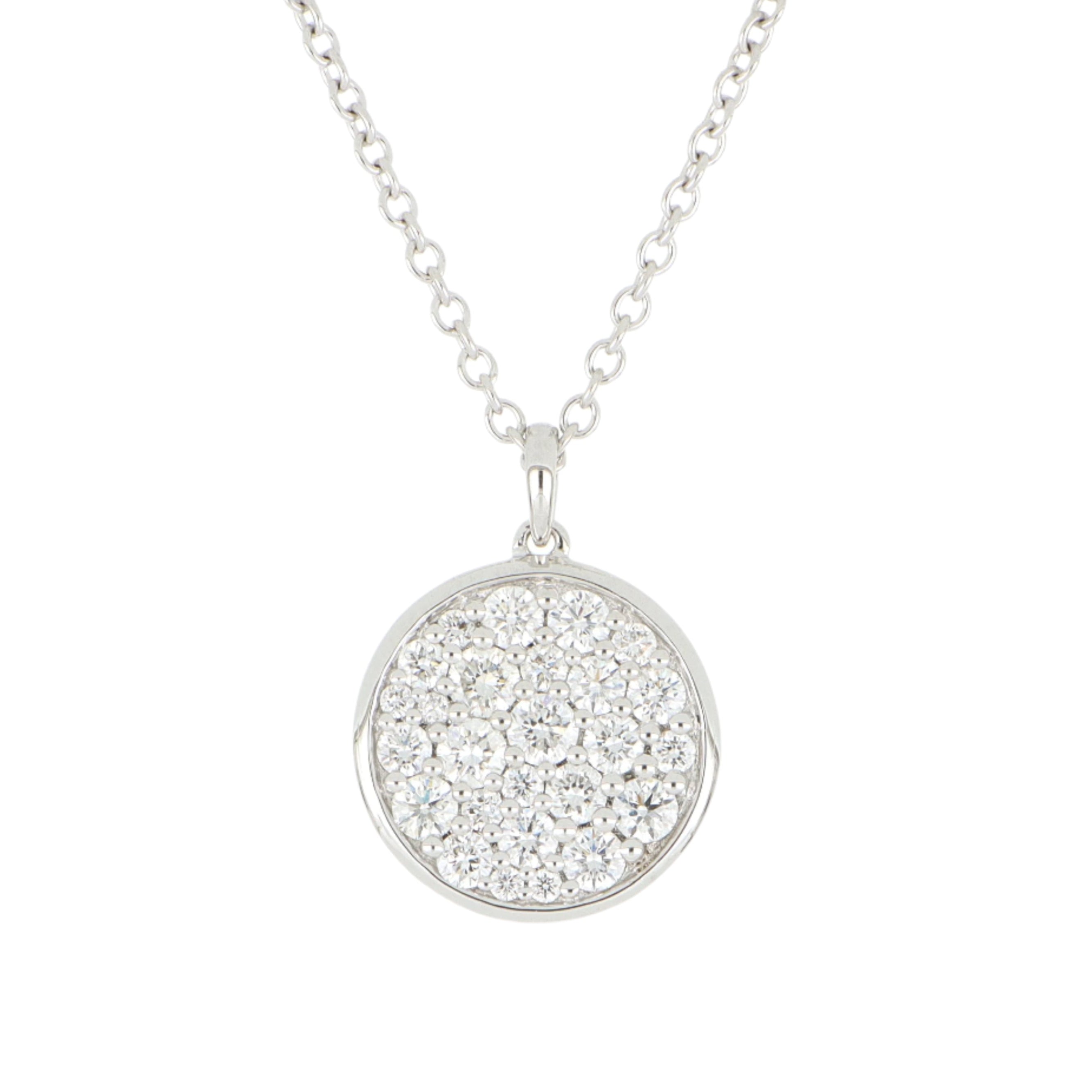 18k White Gold Pave Diamond Luna Medallion Necklace