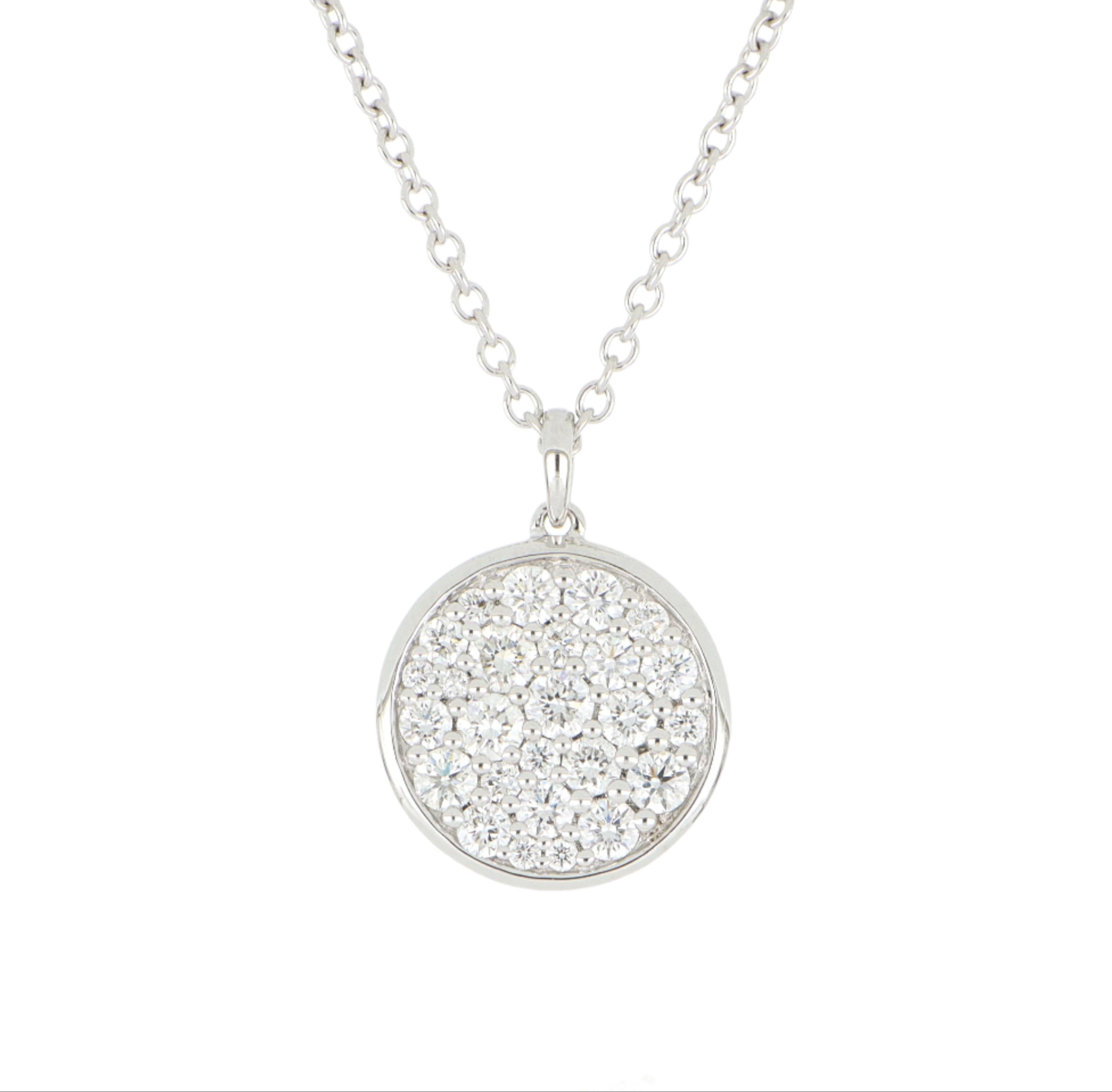 18k White Gold Pave Diamond Luna Medallion Necklace