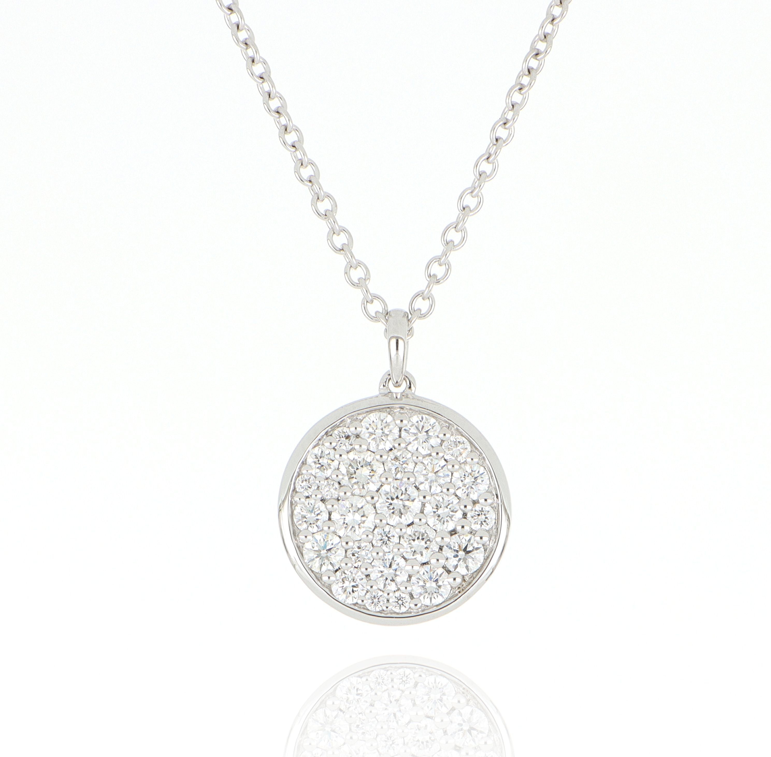 18k White Gold Pave Diamond Luna Medallion Necklace