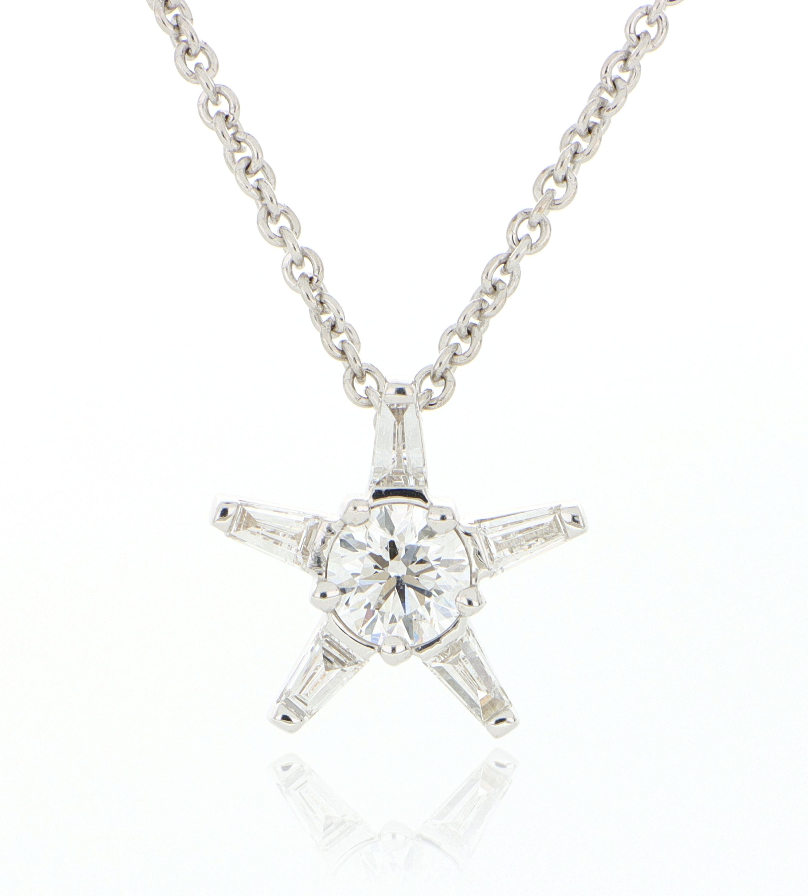 18k White Gold Diamond Star Necklace - Charles Koll Jewelers