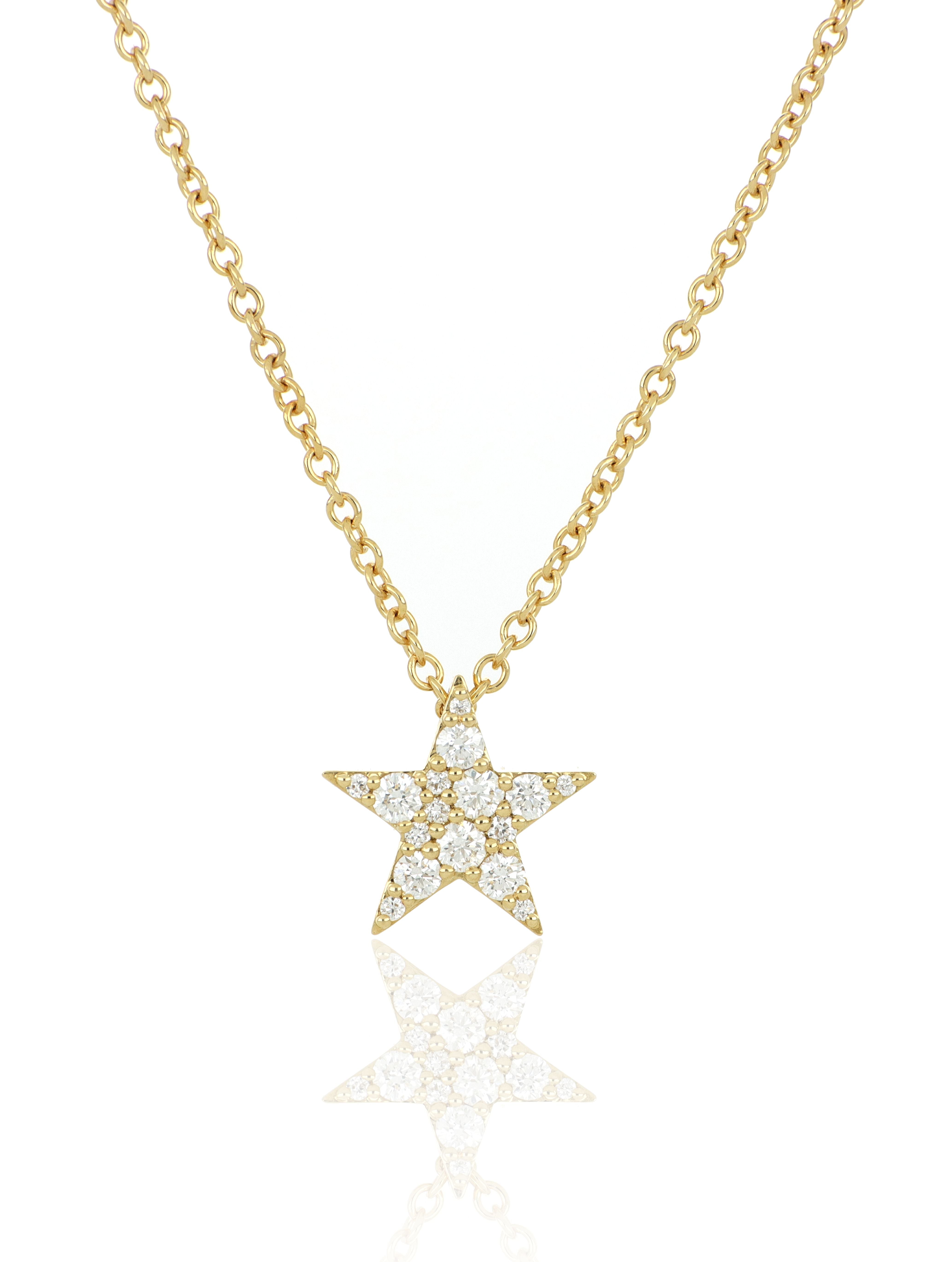 18k Yellow Gold Diamond Star Necklace - Charles Koll Jewelers