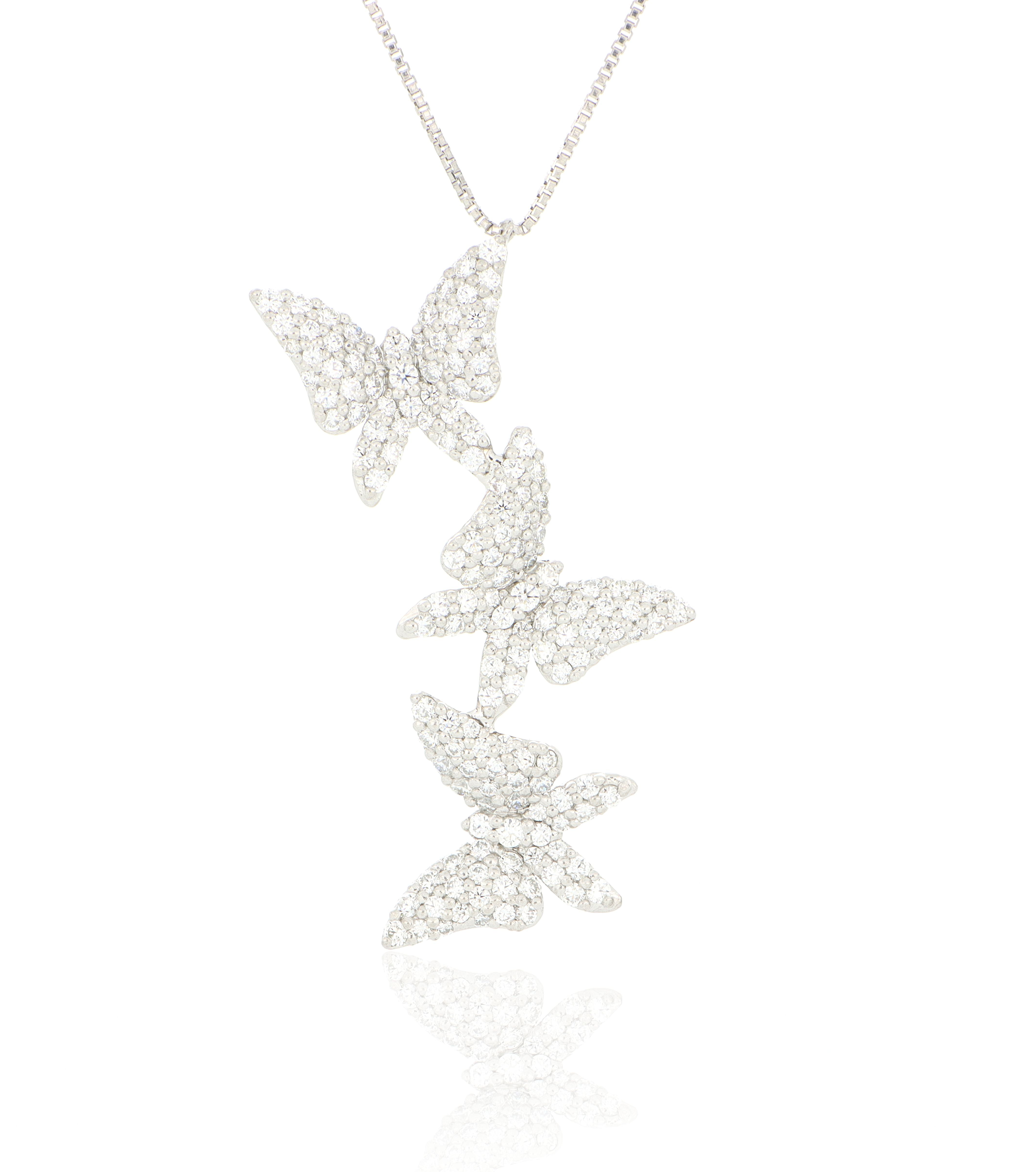 Platinum Diamond Accented Butterfly Necklace