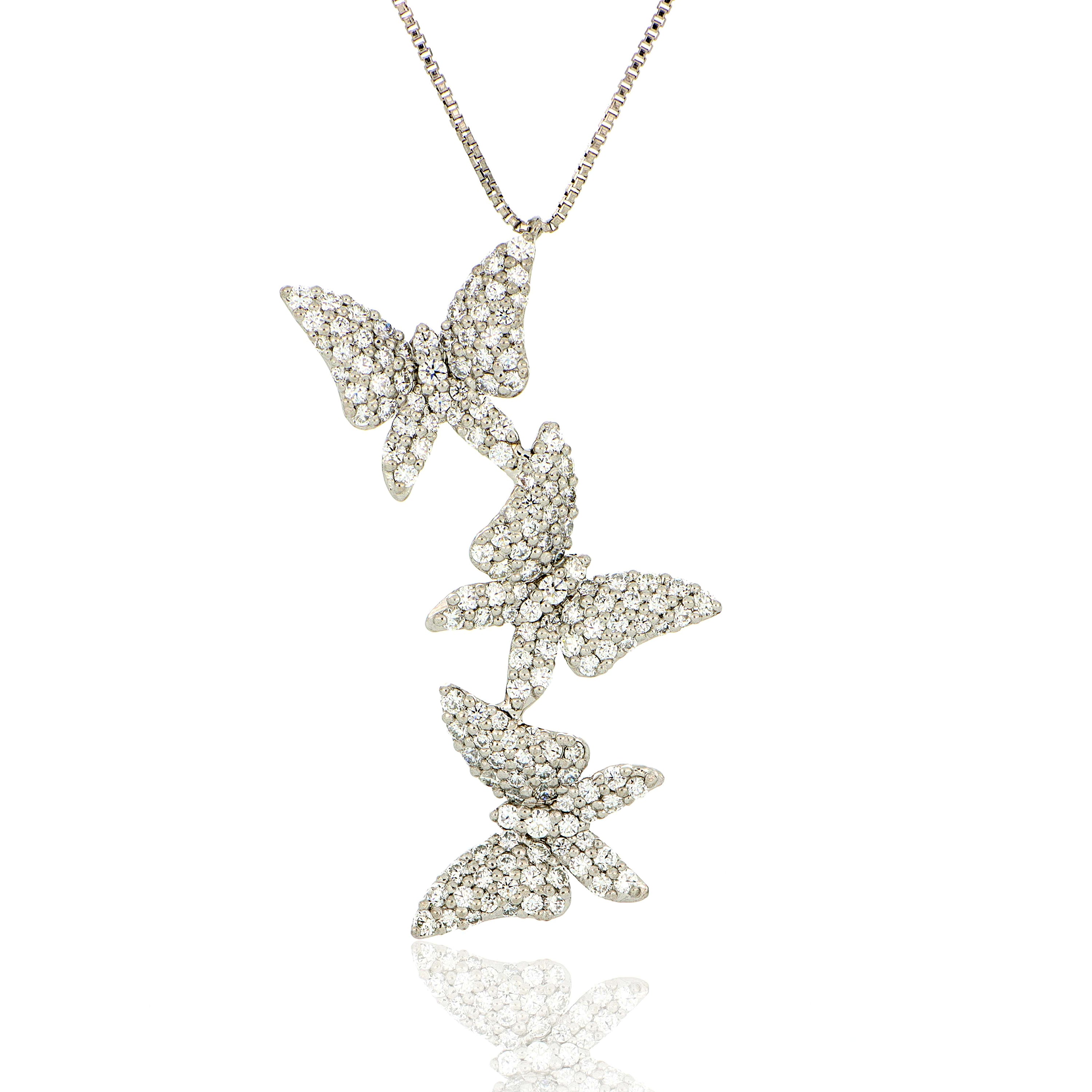 Platinum Diamond Accented Butterfly Necklace