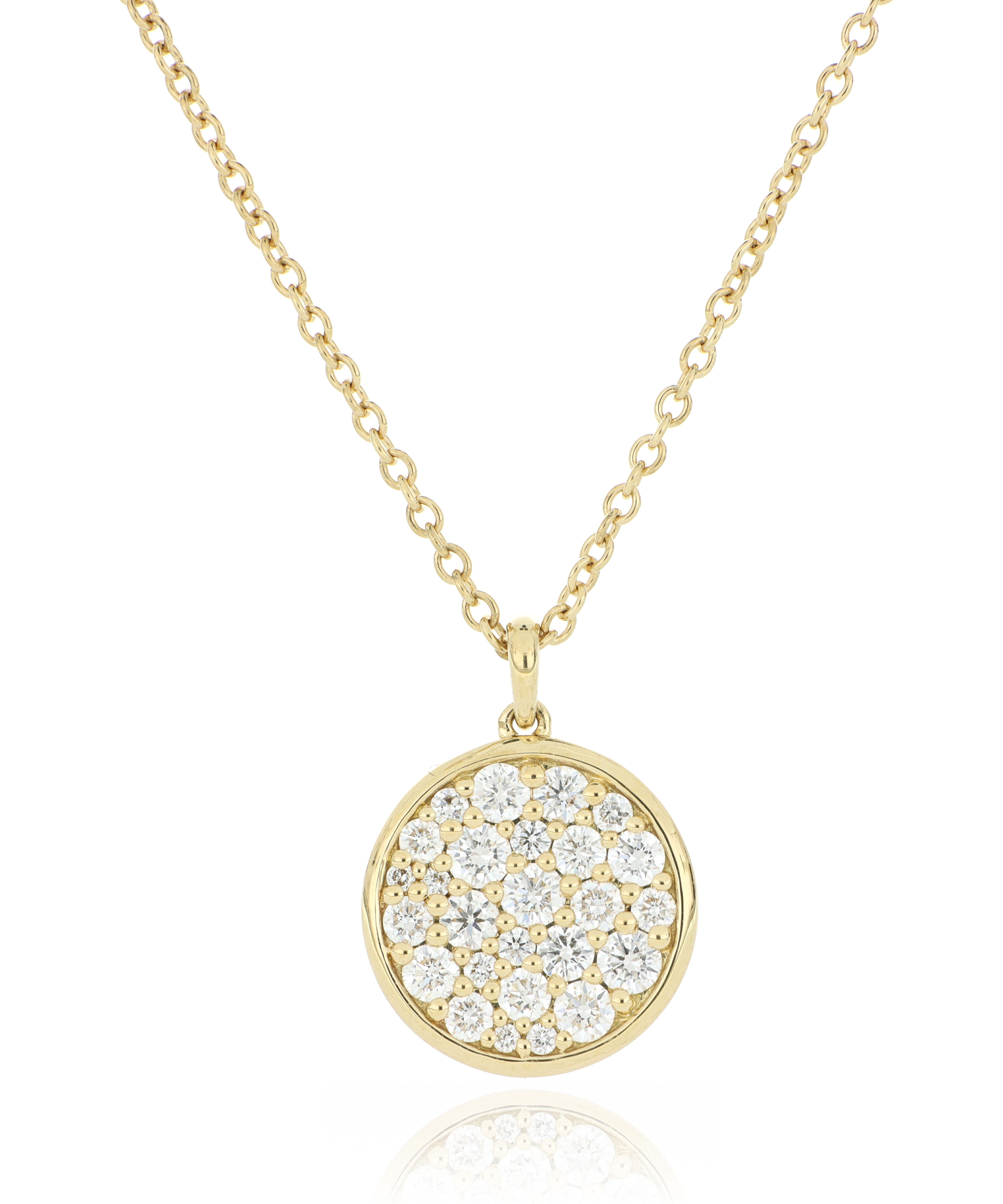 18k Yellow Gold Pave Diamond Luna Medallion Necklace