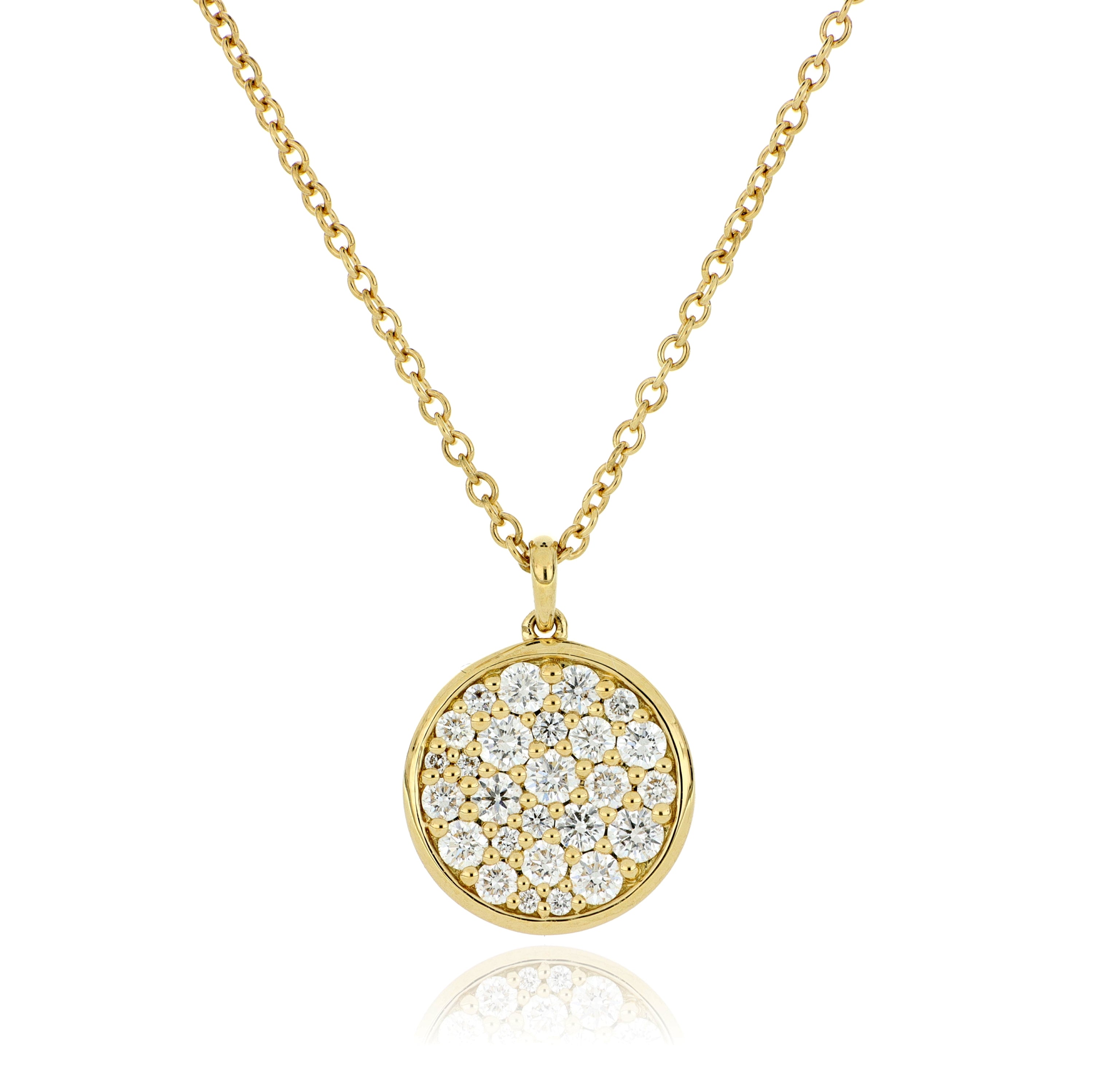 18k Yellow Gold Pave Diamond Luna Medallion Necklace