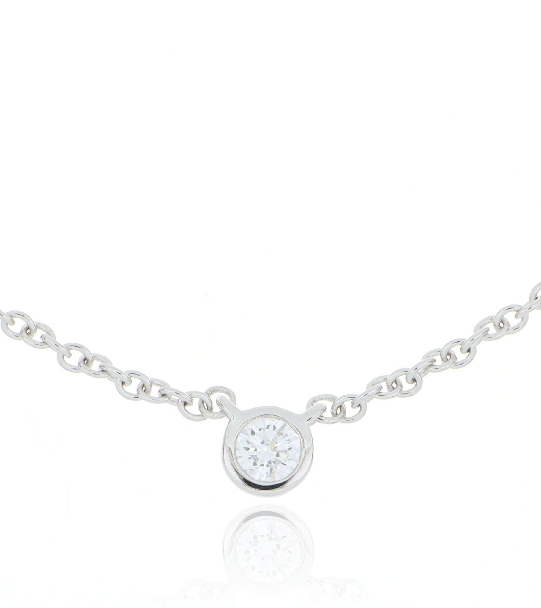 18k White Gold Bezel Set Solitaire Diamond Necklace