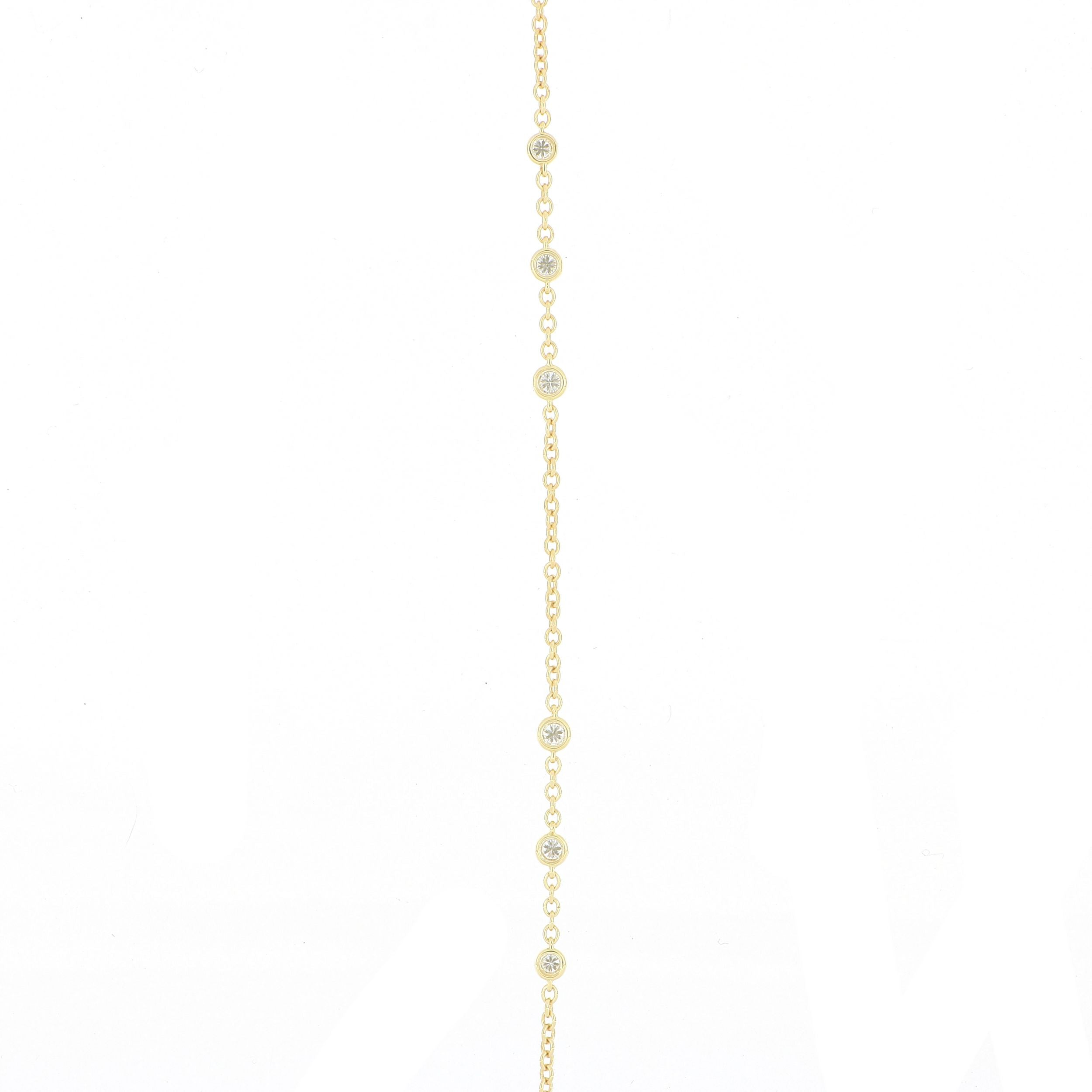 18k Yellow Gold Cascading Diamond Lariat - Charles Koll Jewelers