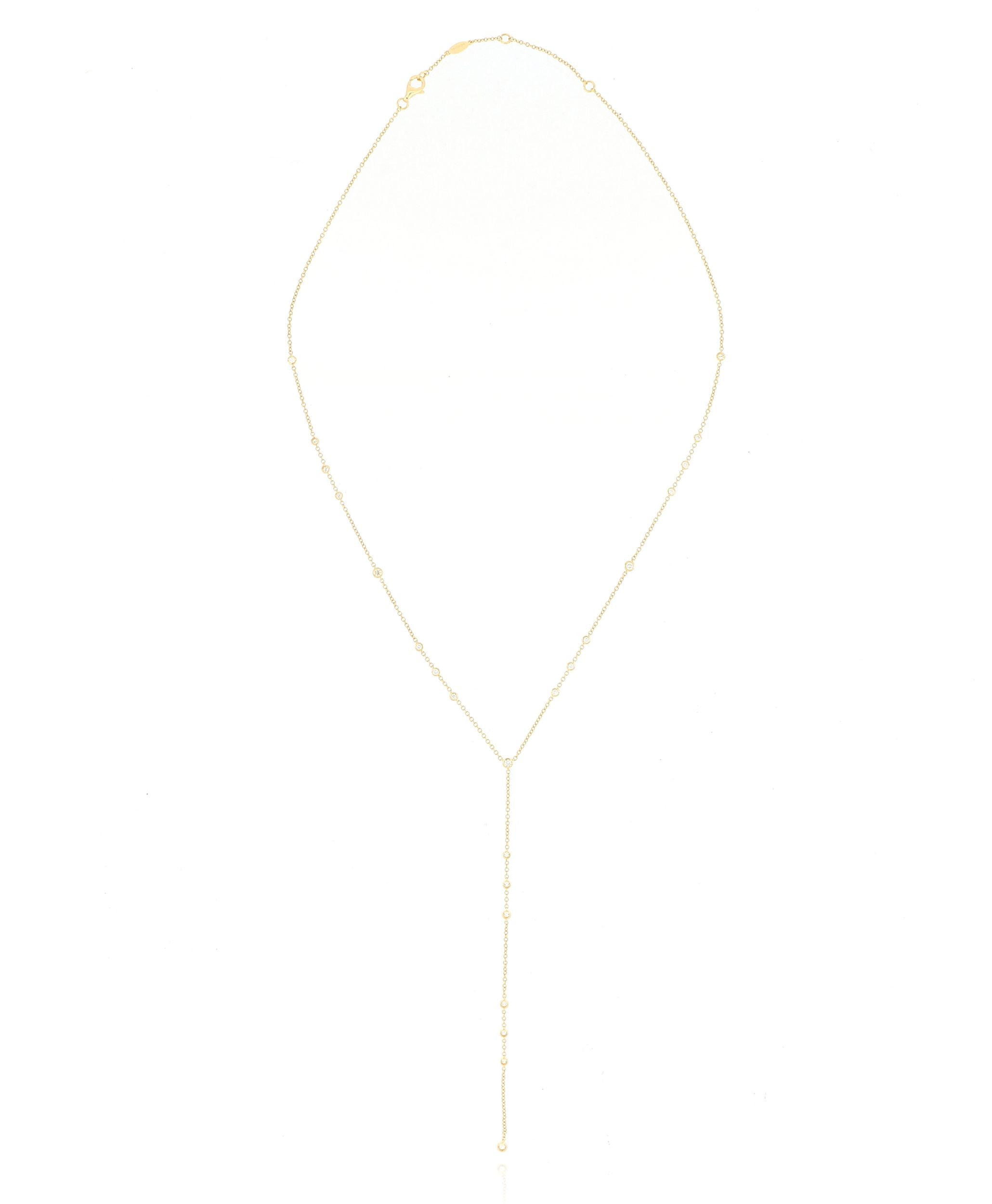 18k Yellow Gold Cascading Diamond Lariat - Charles Koll Jewelers