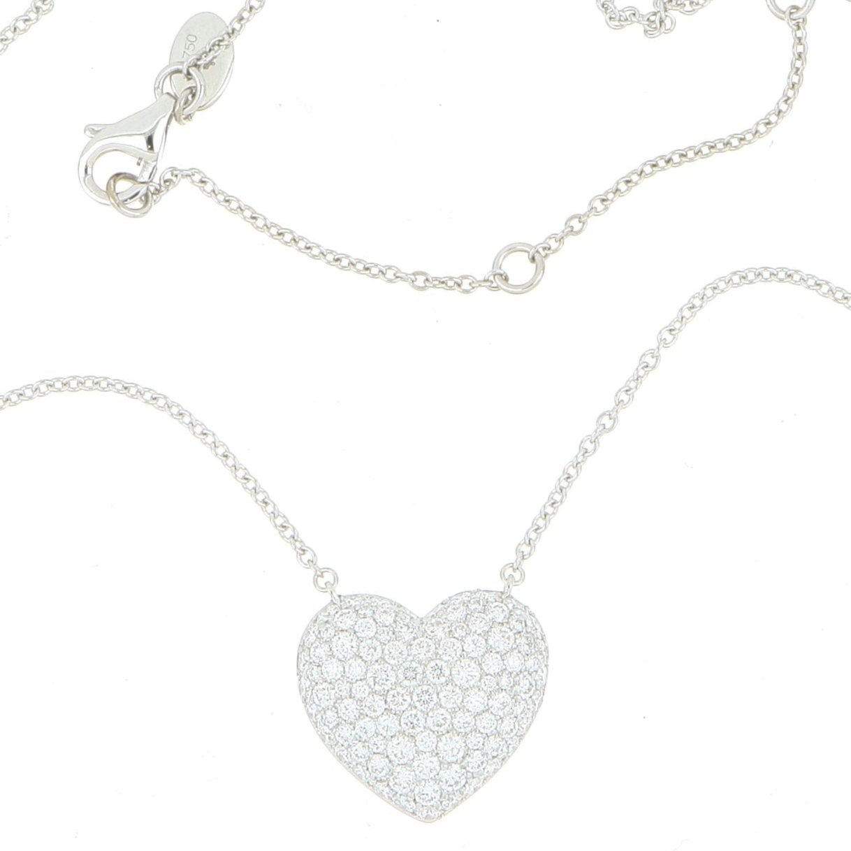 18k White Gold Diamond Accented Heart Necklace