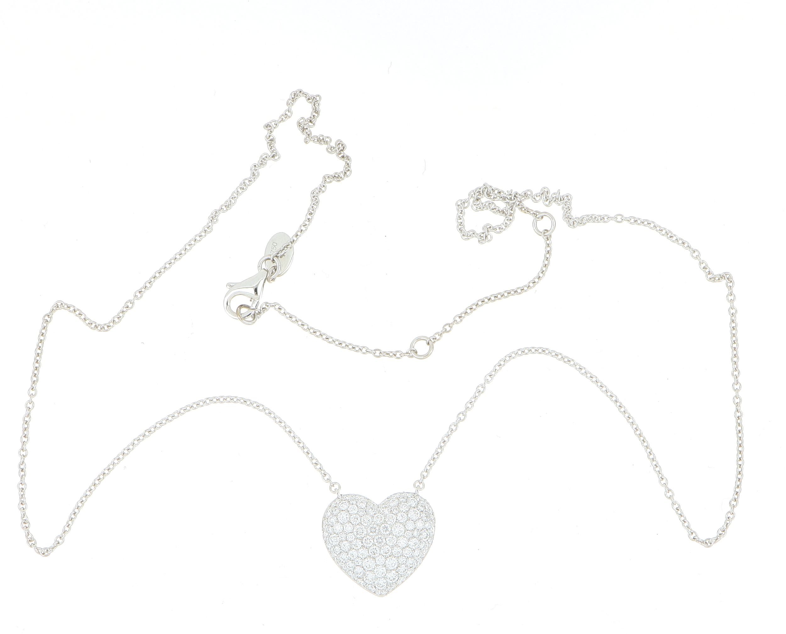 18k White Gold Diamond Accented Heart Necklace