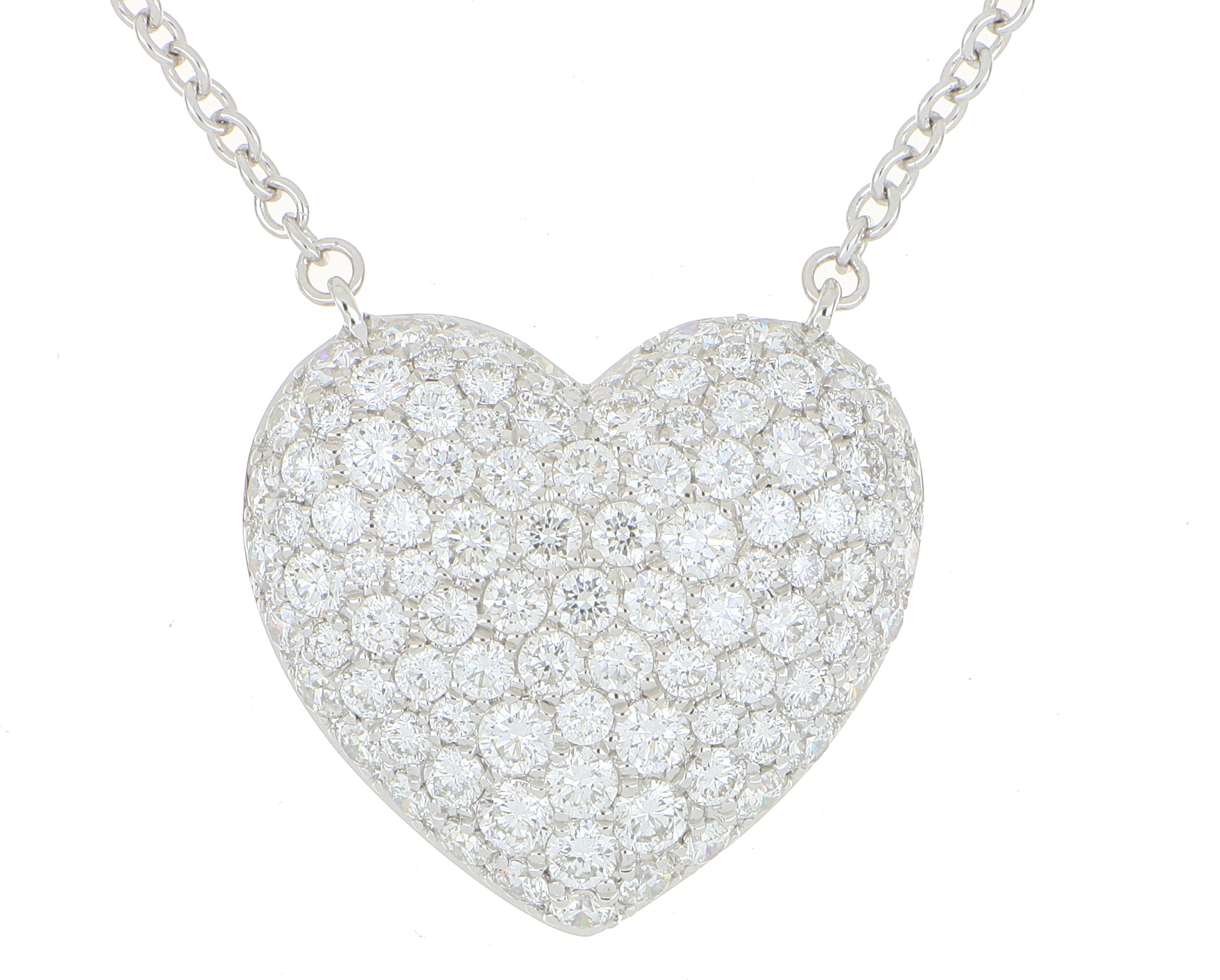 18k White Gold Diamond Accented Heart Necklace