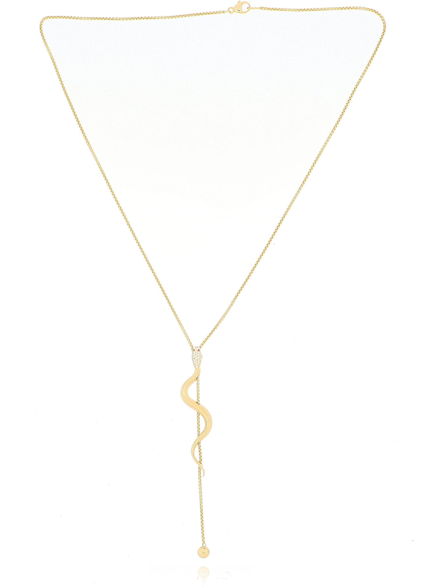 18k Yellow Gold Diamond Snake Lariat - Charles Koll Jewelers