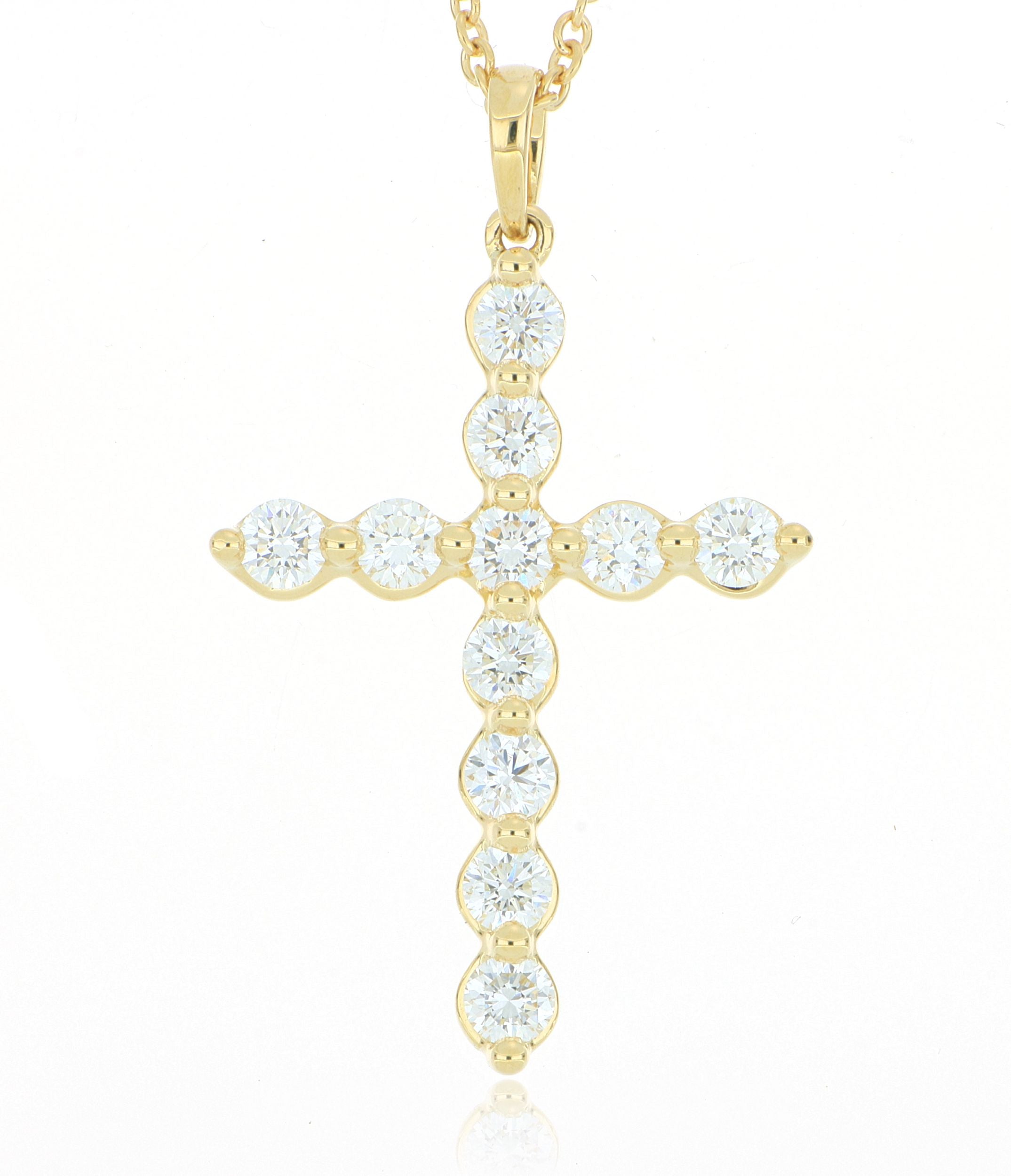 18k Yellow Gold Diamond Cross Necklace