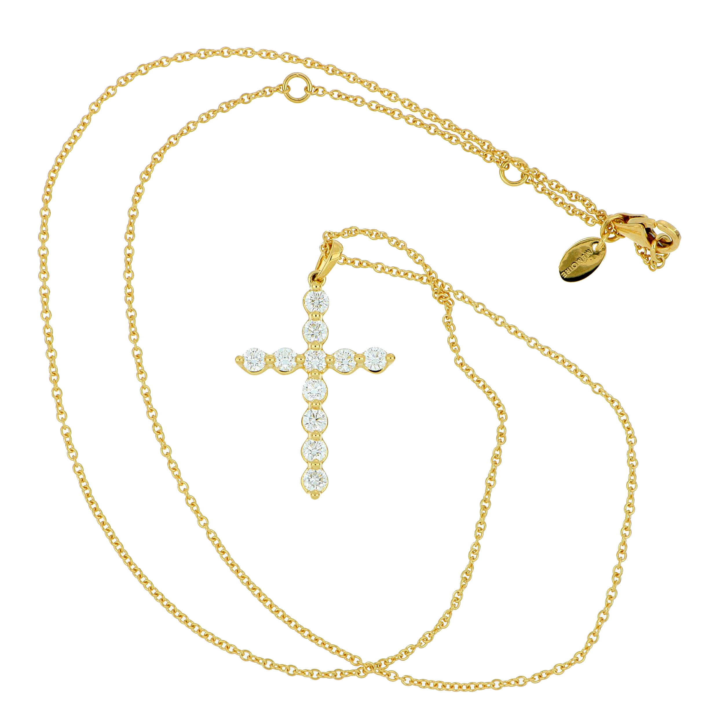 18k Yellow Gold Diamond Cross Necklace