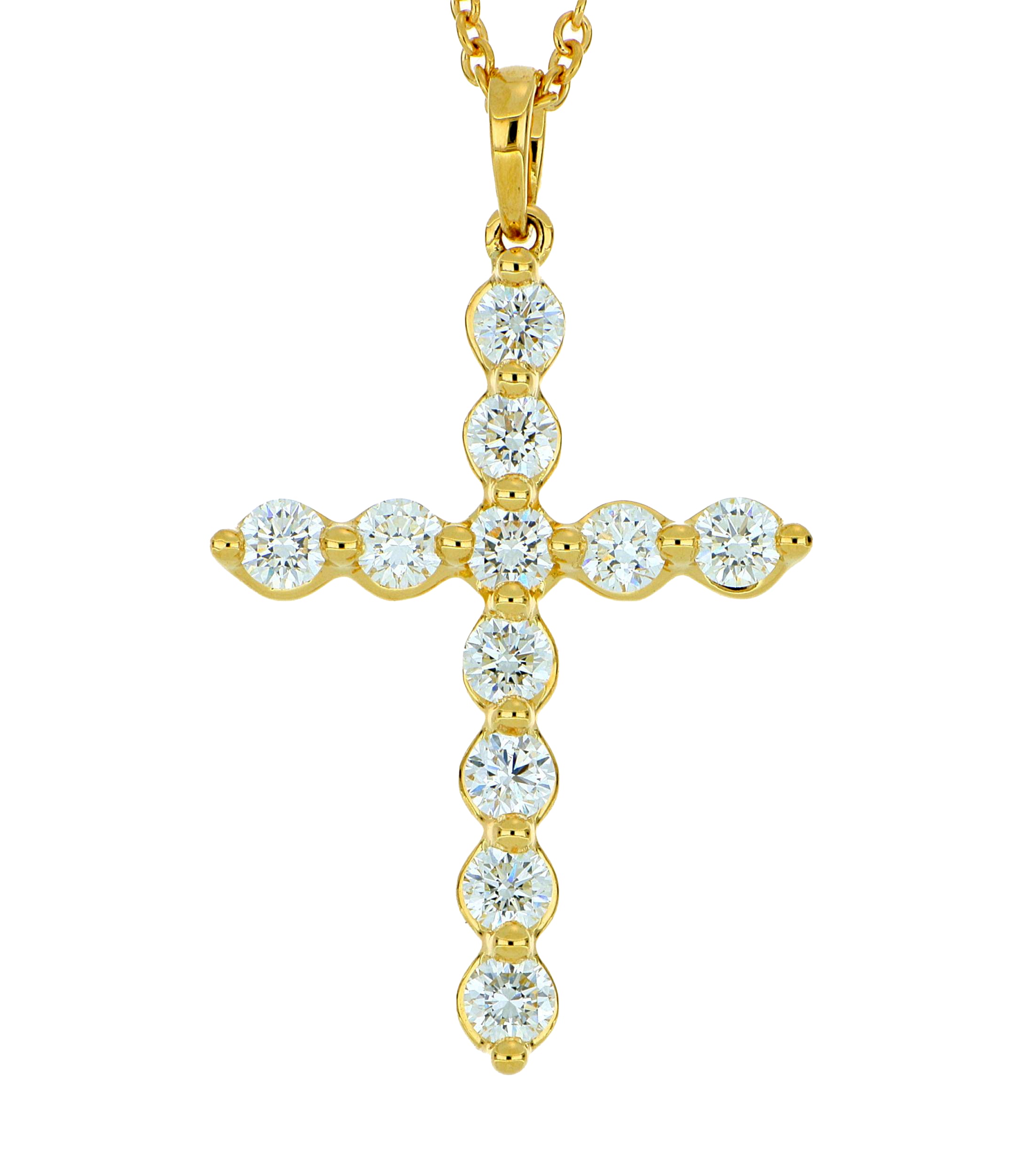 18k Yellow Gold Diamond Cross Necklace