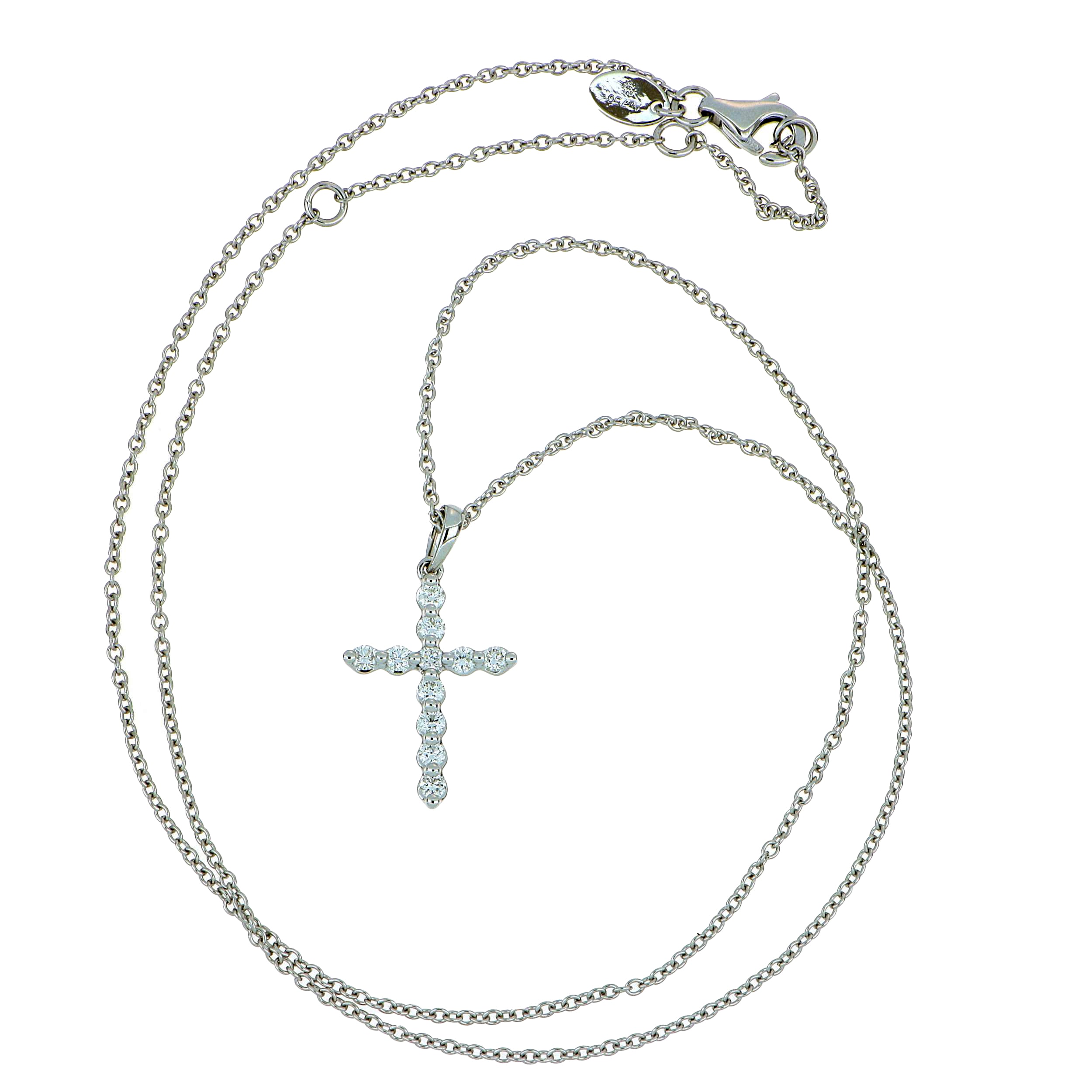 18k White Gold Diamond Cross Necklace
