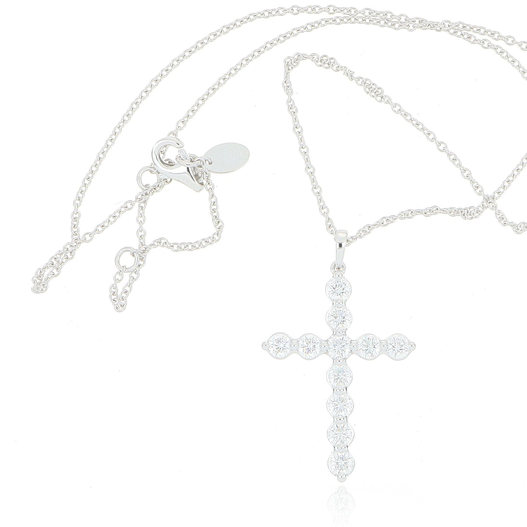 18k White Gold Diamond Cross - Charles Koll Jewelers