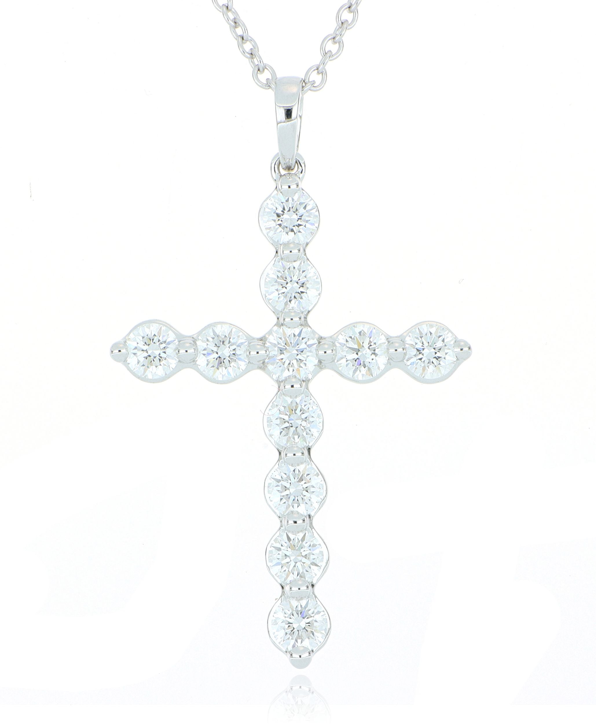 18k White Gold Diamond Cross - Charles Koll Jewelers