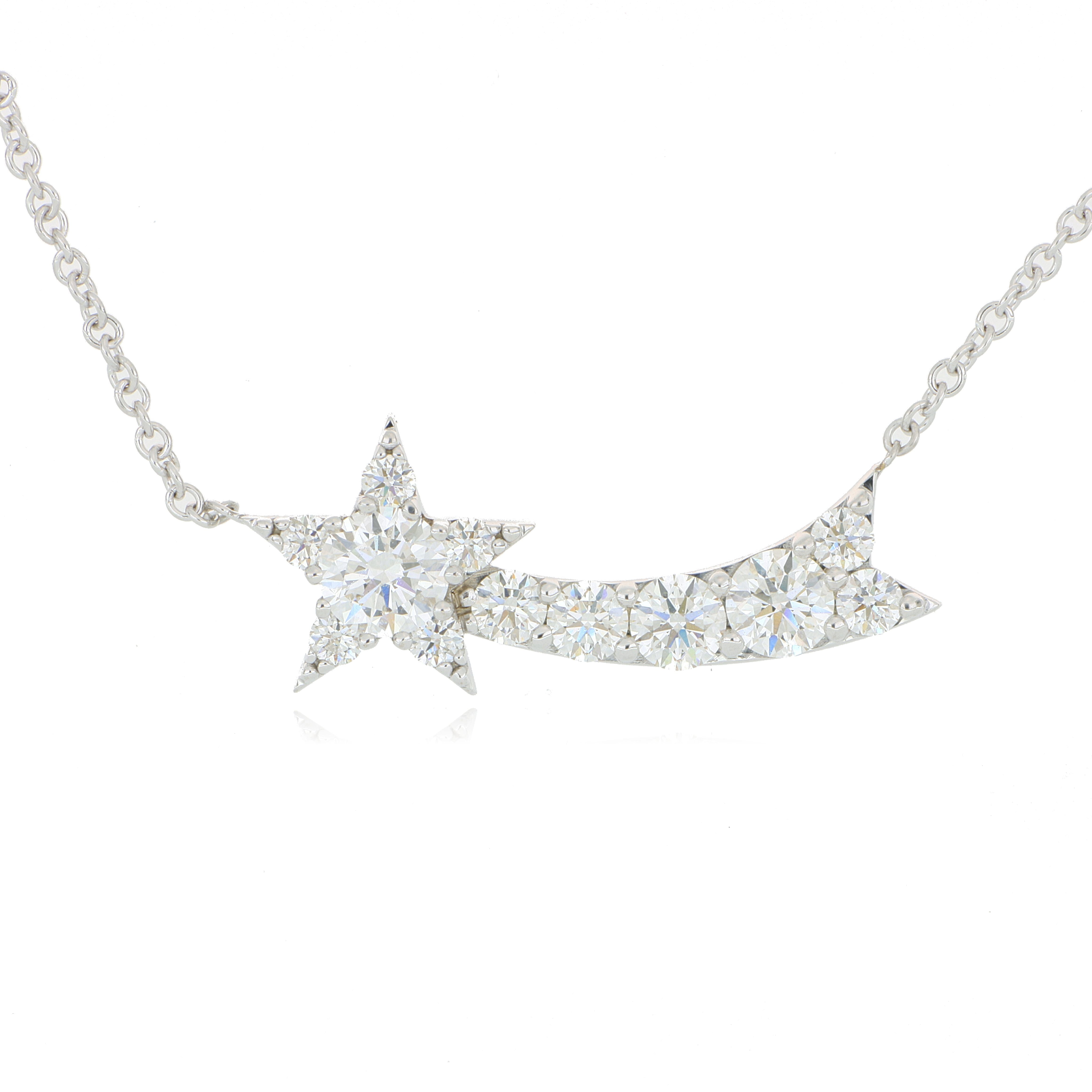 18k White Gold Diamond Shooting Star Necklace - Charles Koll Jewelers