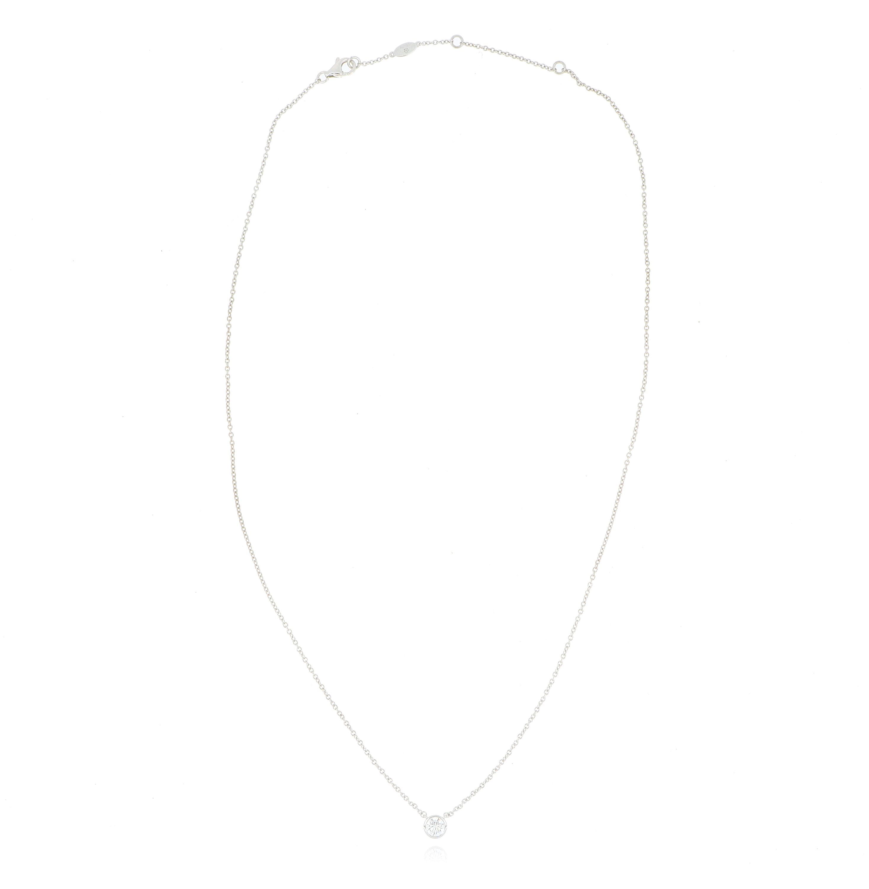 18k White Gold Bezel-Set Diamond Cascade Necklace