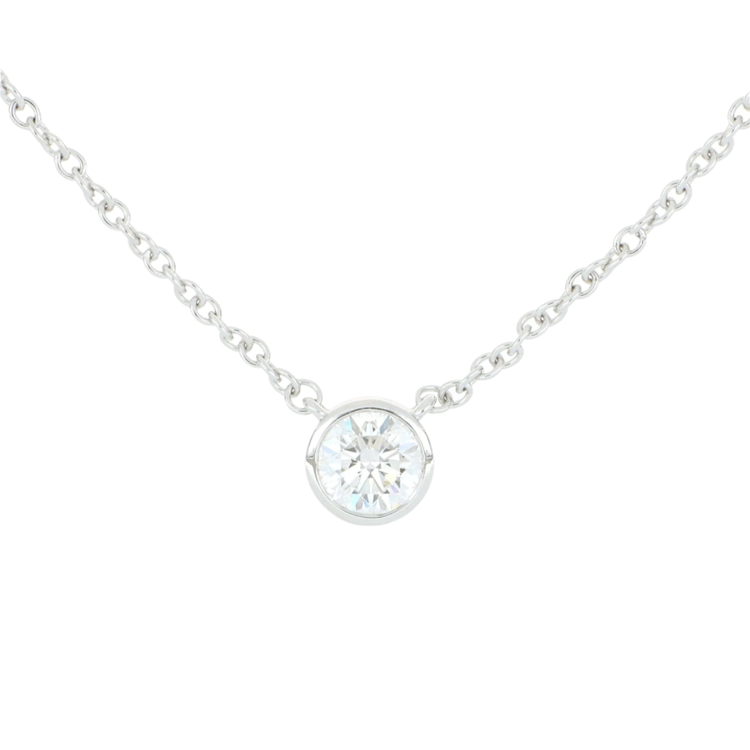 18k White Gold Bezel-Set Diamond Cascade Necklace - Charles Koll Jewelers