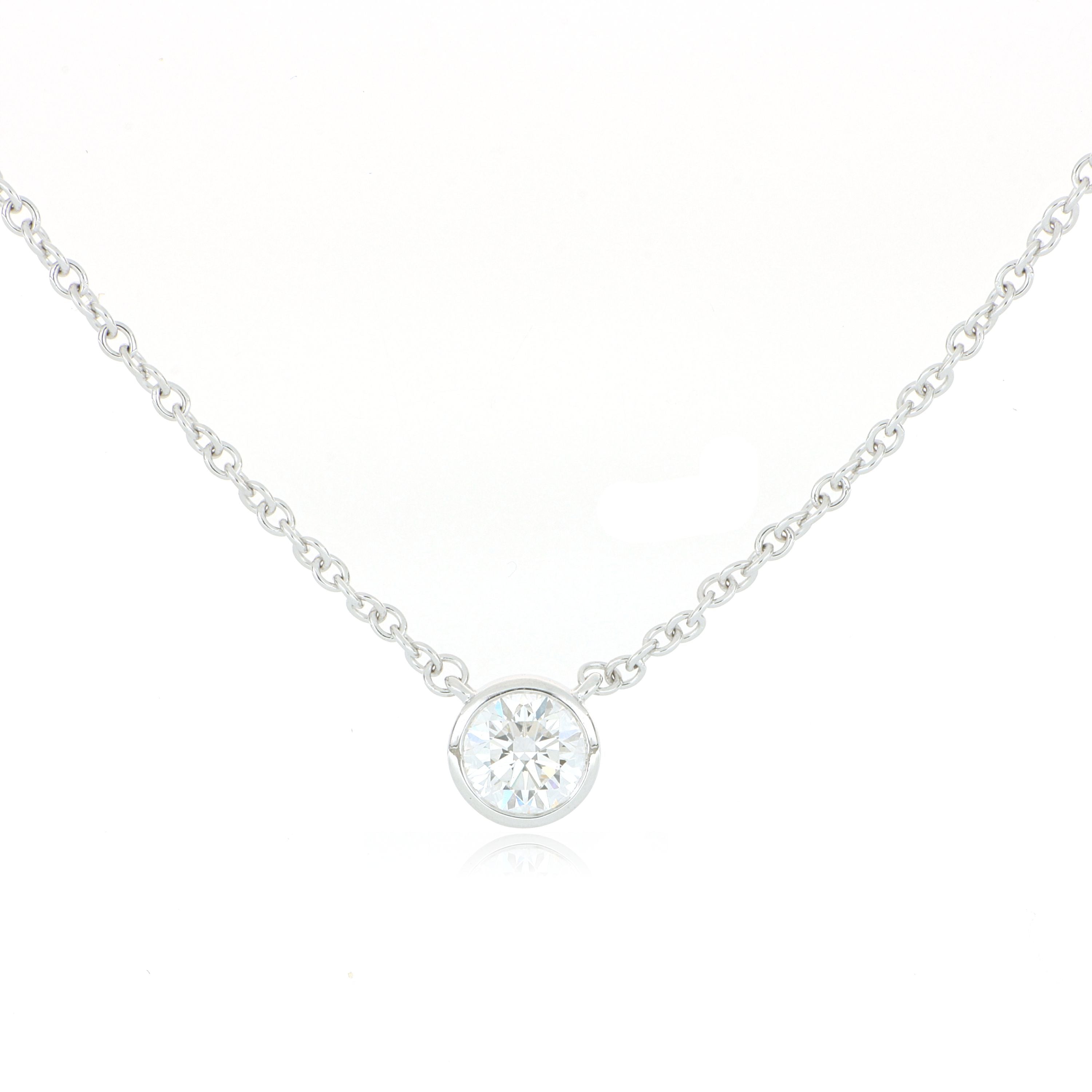 18k White Gold Bezel-Set Diamond Cascade Necklace - Charles Koll Jewelers