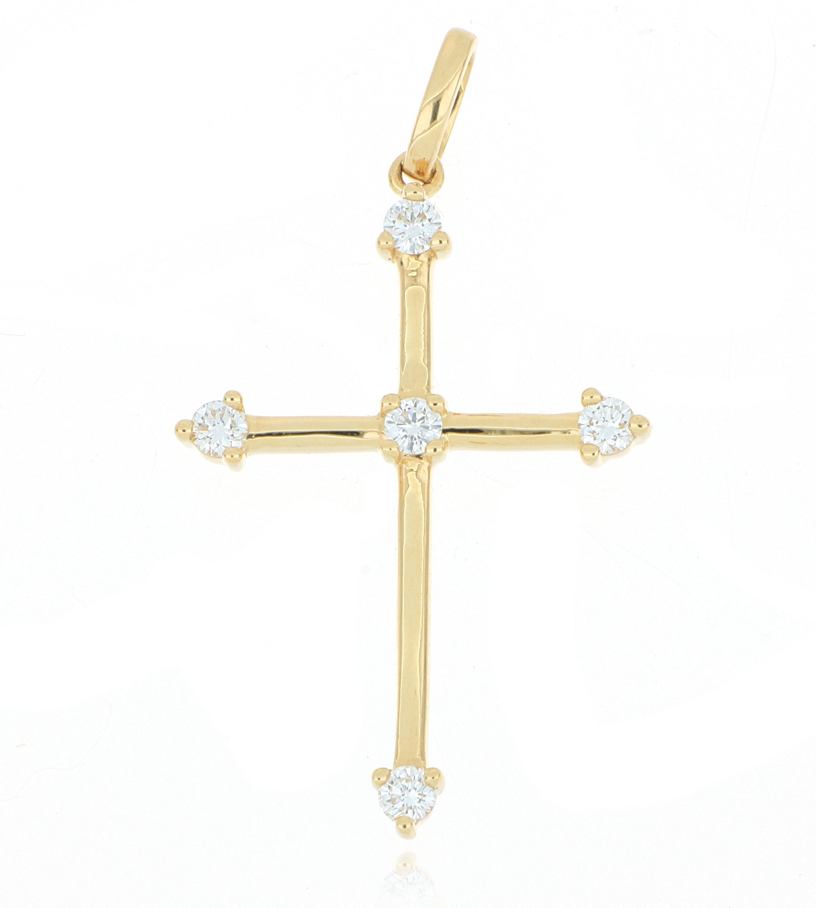 18k Yellow Gold Diamond Accented Cross Pendant - Charles Koll Jewelers