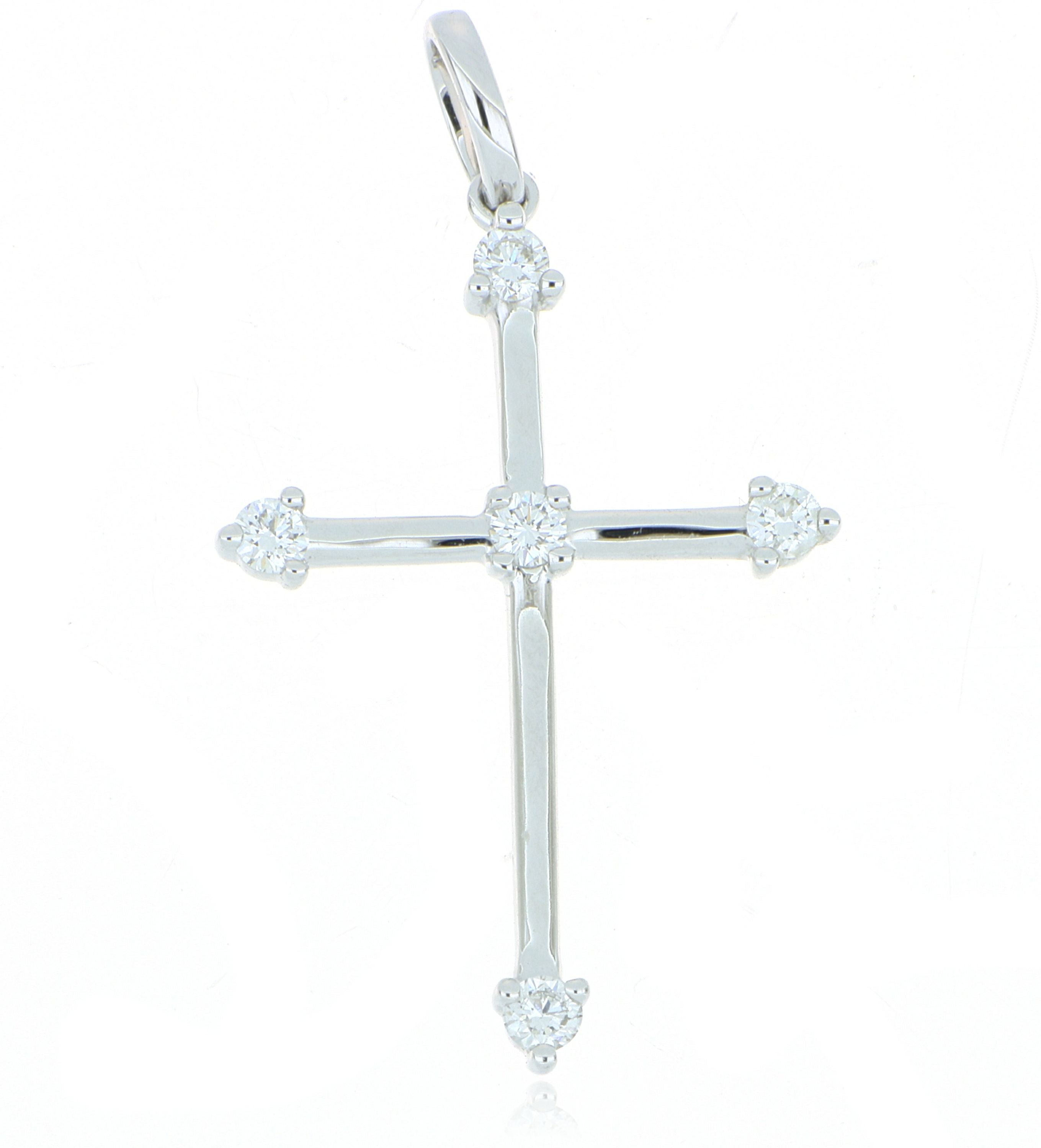 18k White Gold Diamond Accented Cross Pendant - Charles Koll Jewelers