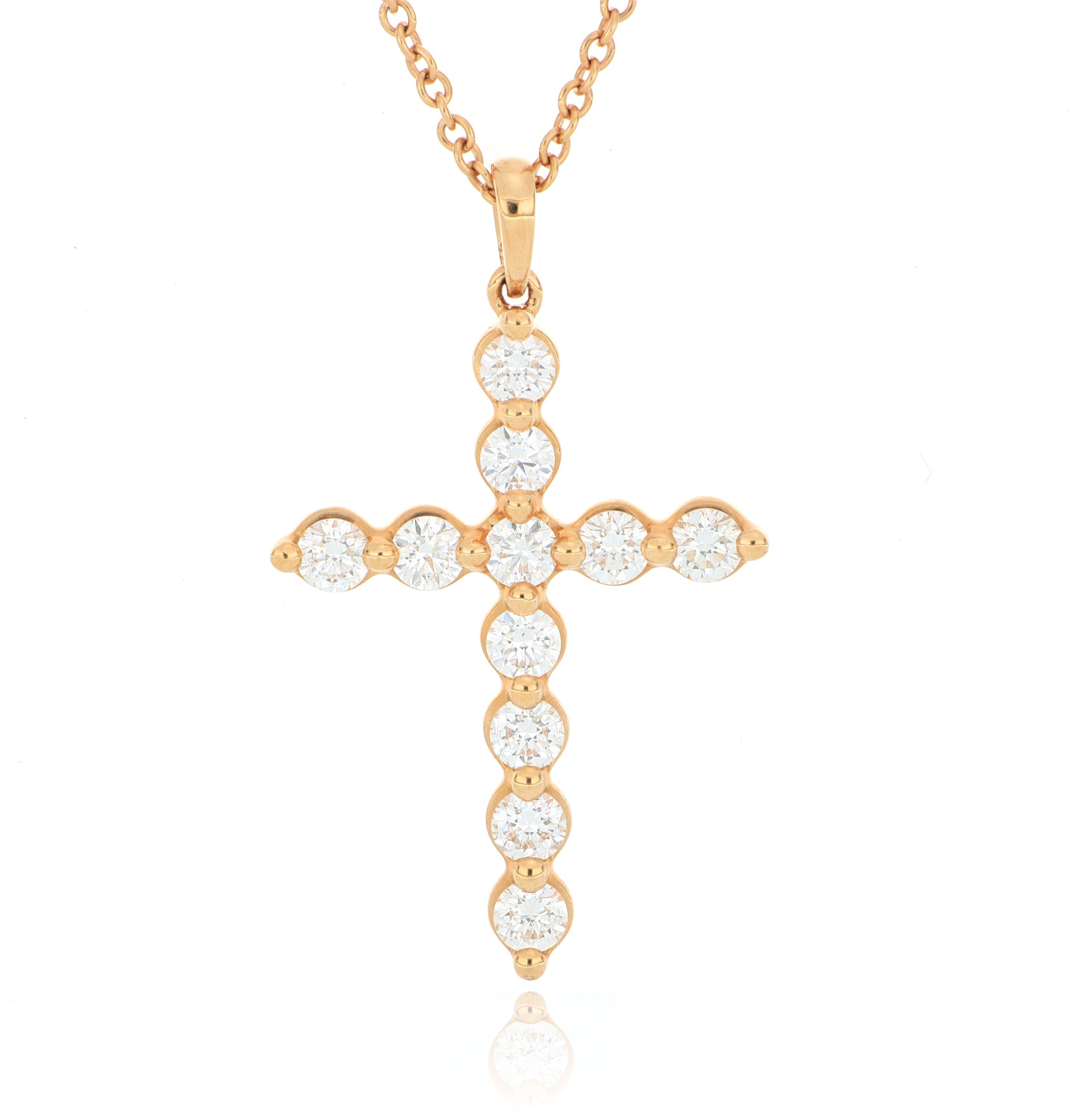 18k Rose Gold Diamond Cross - Charles Koll Jewelers