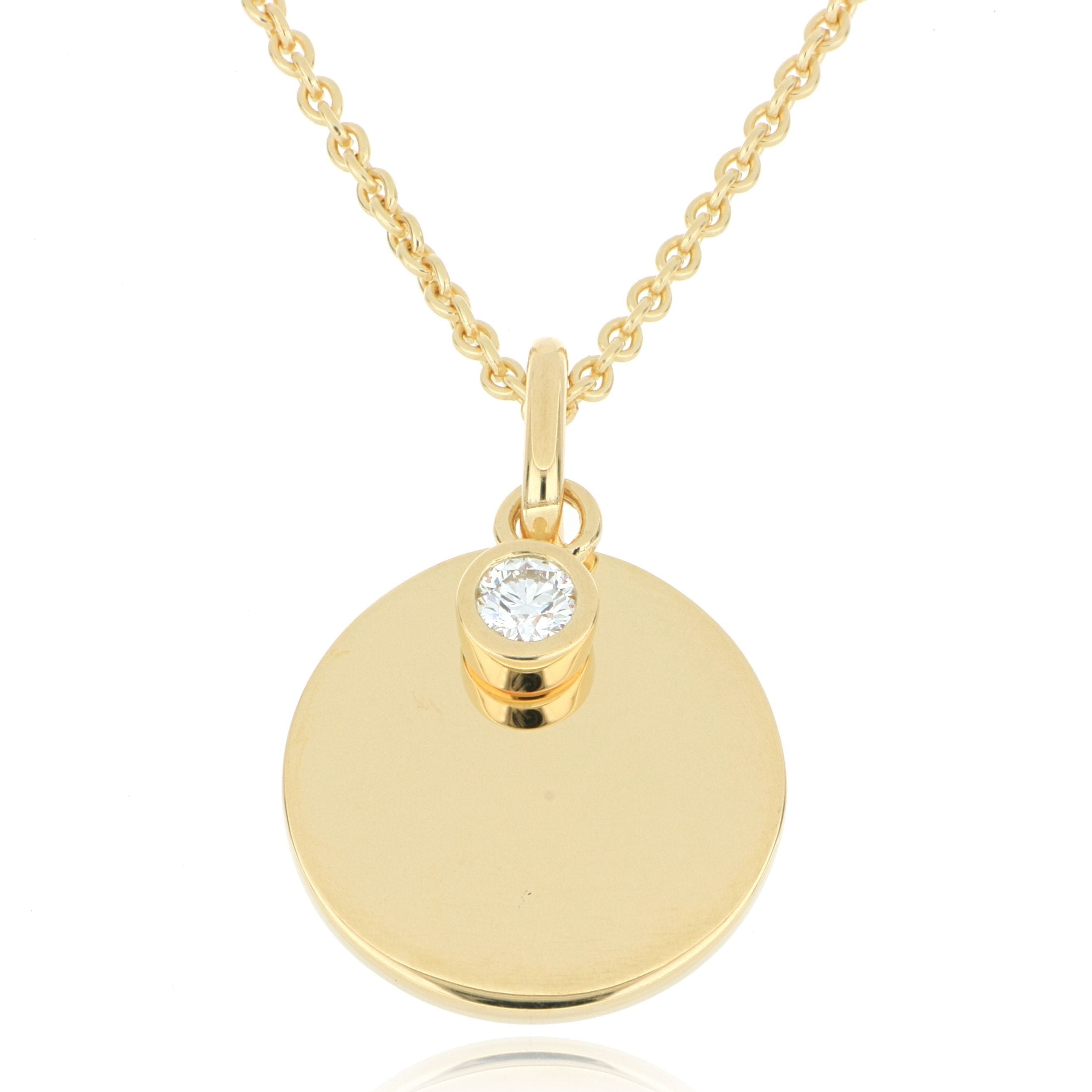 18k Yellow Gold Engravable Diamond Necklace