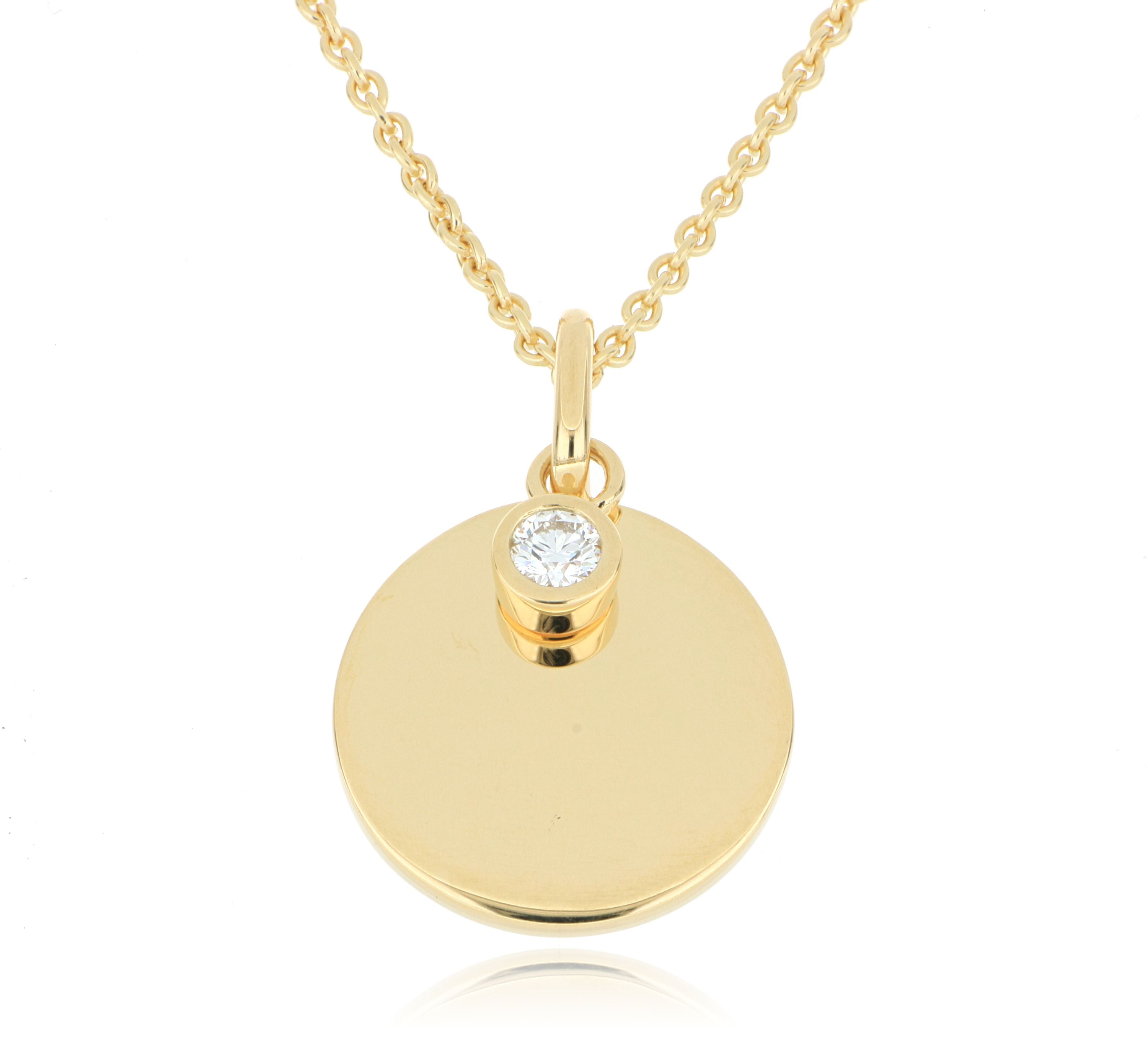 18k Yellow Gold Engravable Diamond Necklace