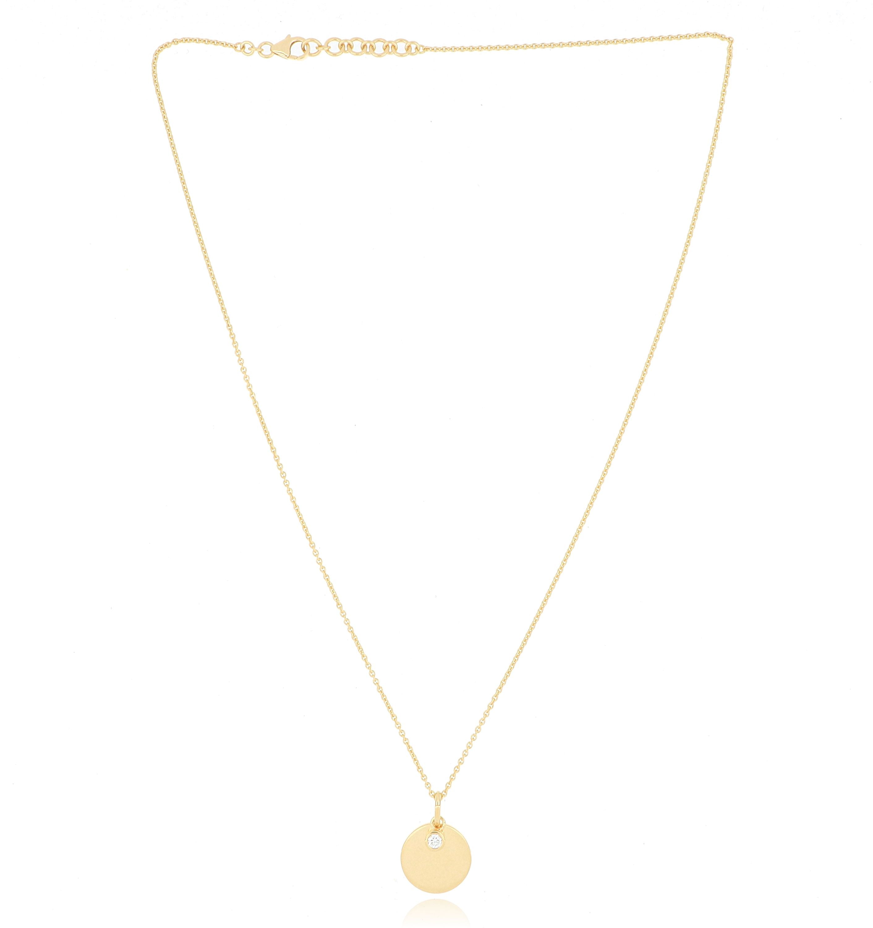 18k Yellow Gold Engravable Diamond Necklace