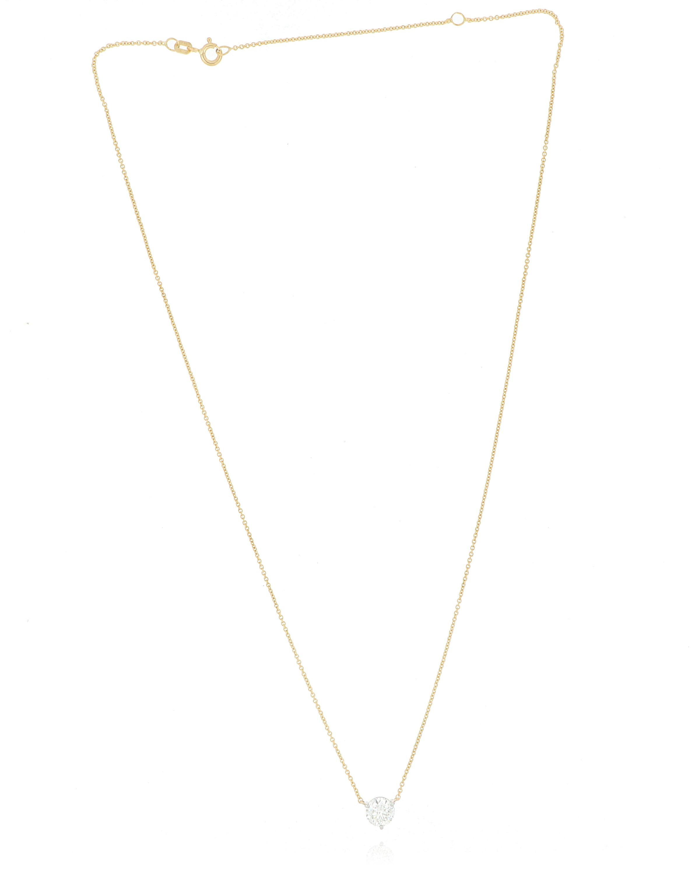 18k Yellow Gold and Platinum Signature Solitaire Necklace