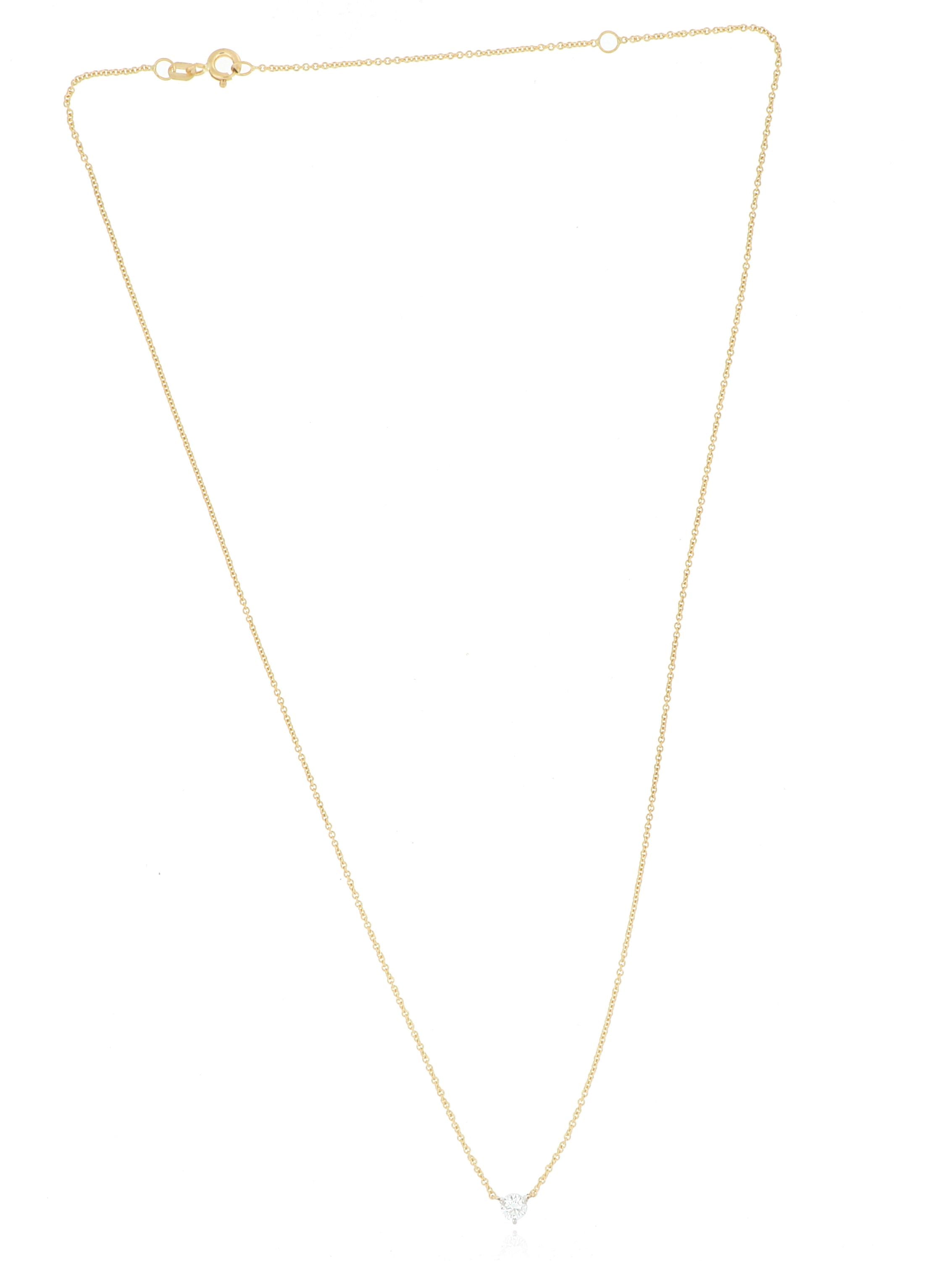 18k Yellow Gold and Platinum Signature Solitaire Necklace