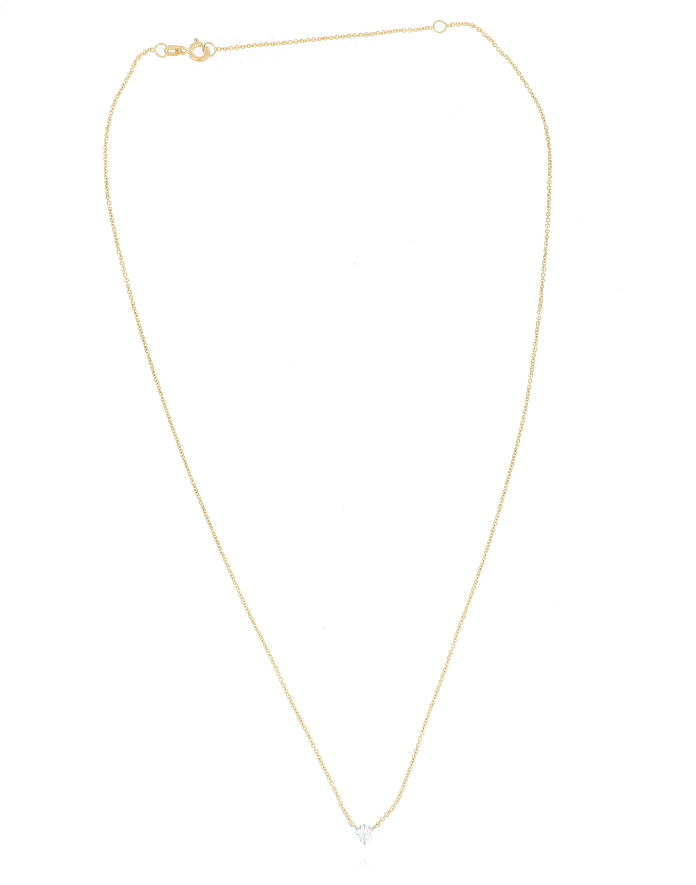 18k Yellow Gold and Platinum Signature Solitaire Necklace