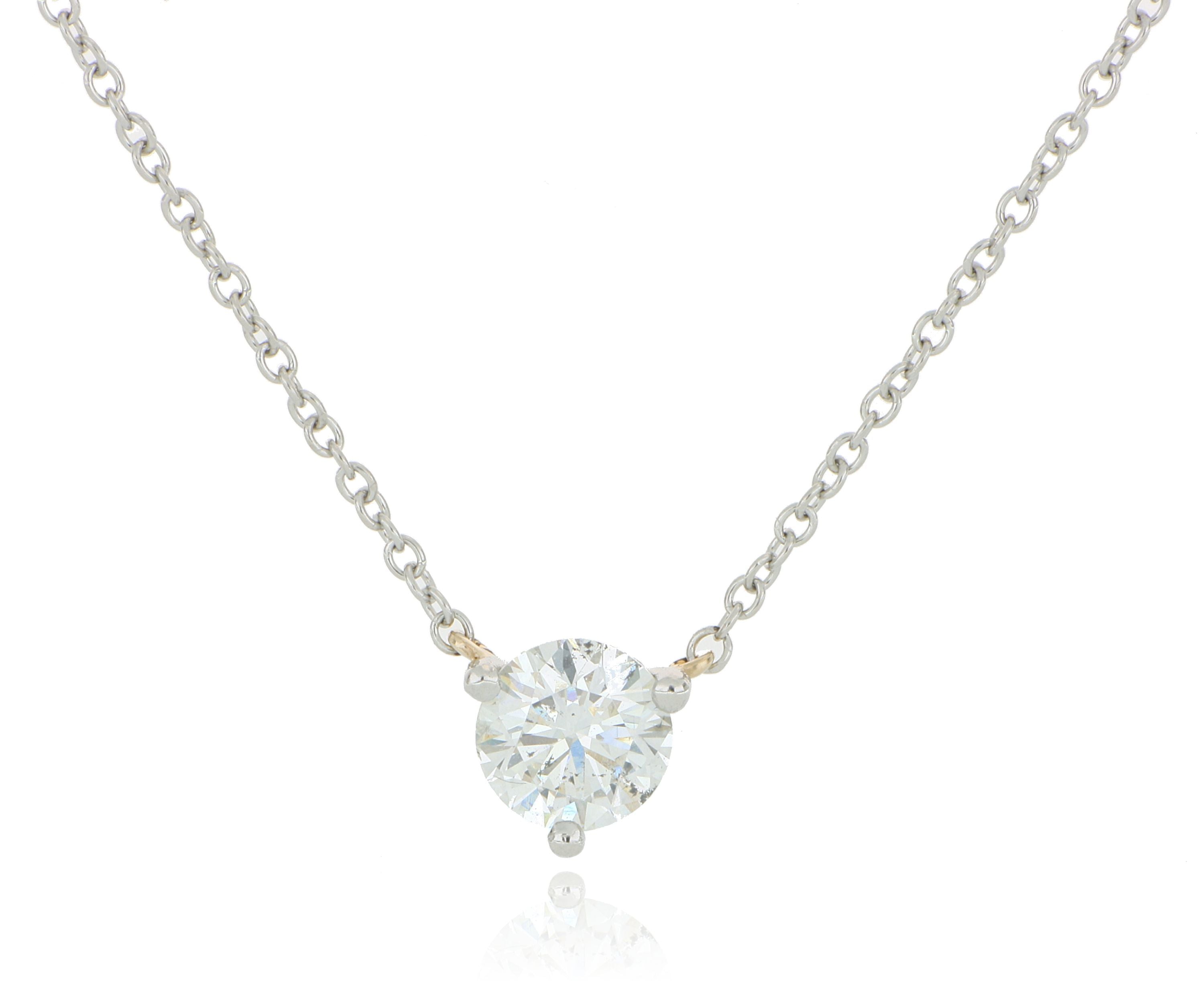 Platinum and 18k Yellow Gold Signature Solitaire Necklace