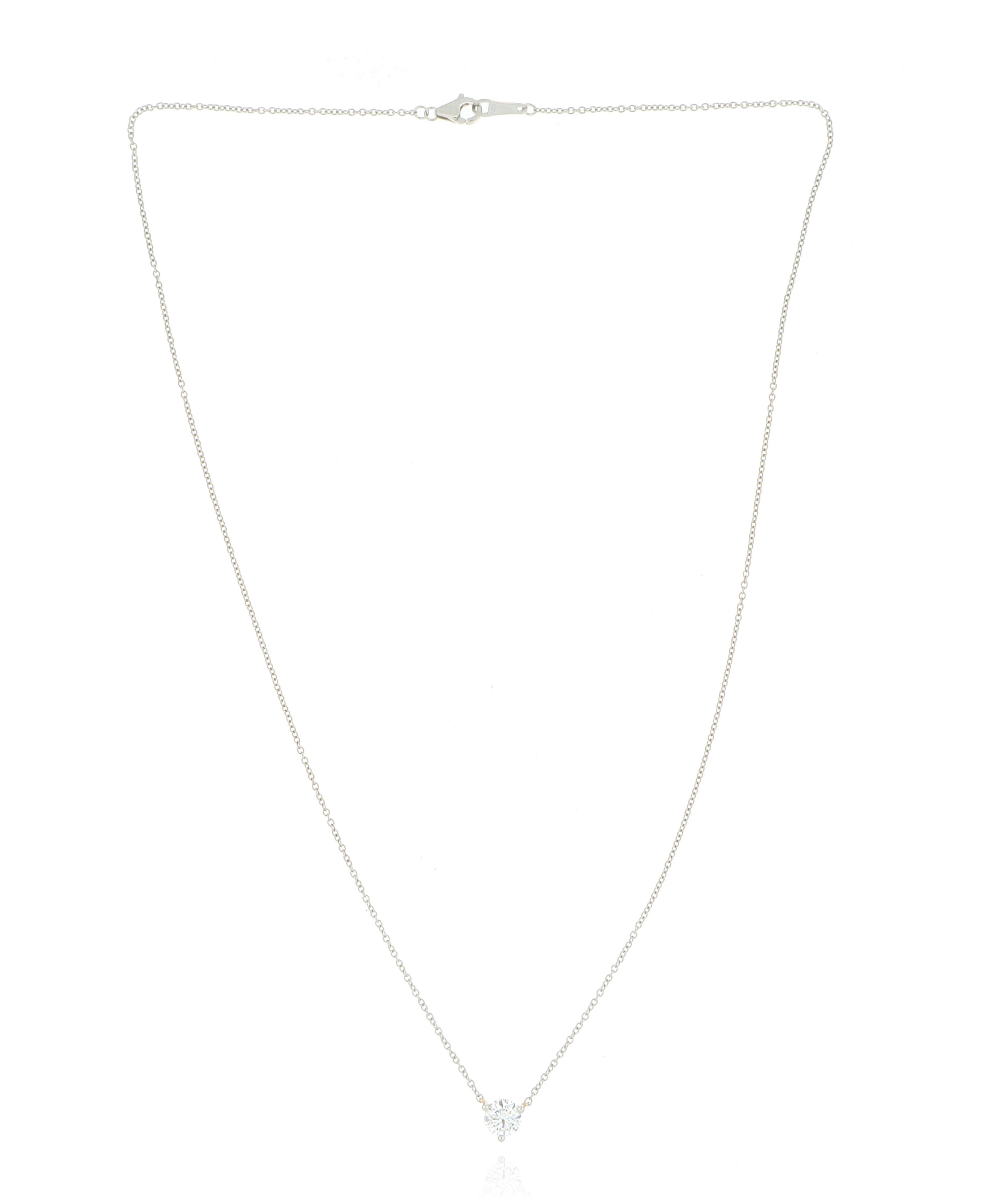 Platinum and 18k Yellow Gold Signature Solitaire Necklace