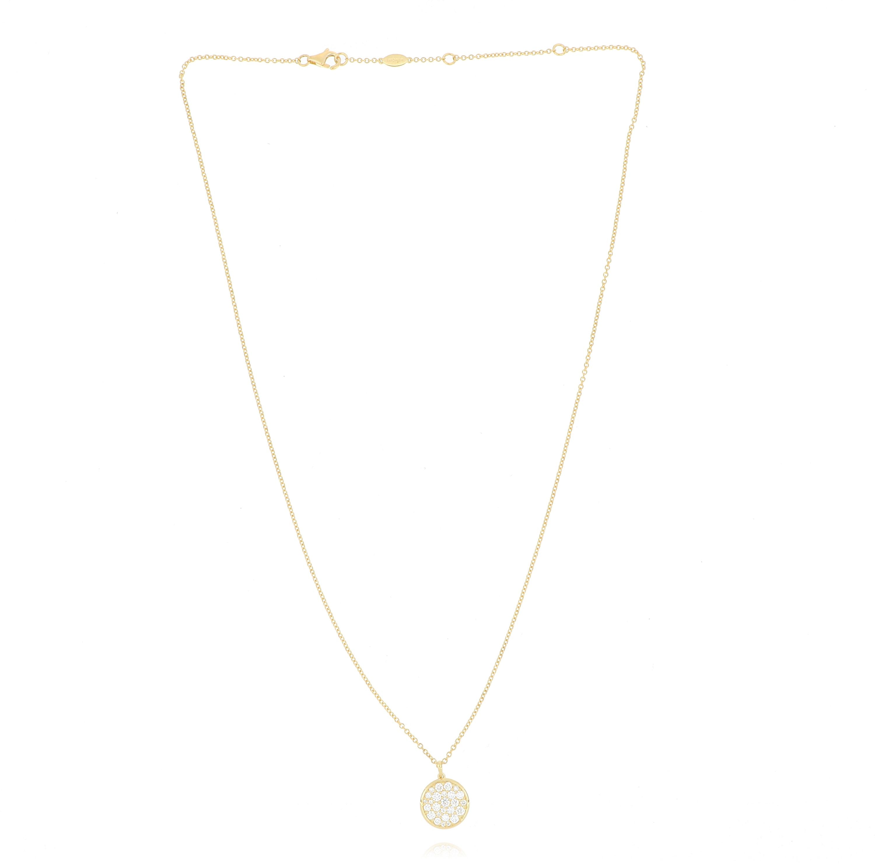 18k Yellow Gold Diamond Disk Necklace