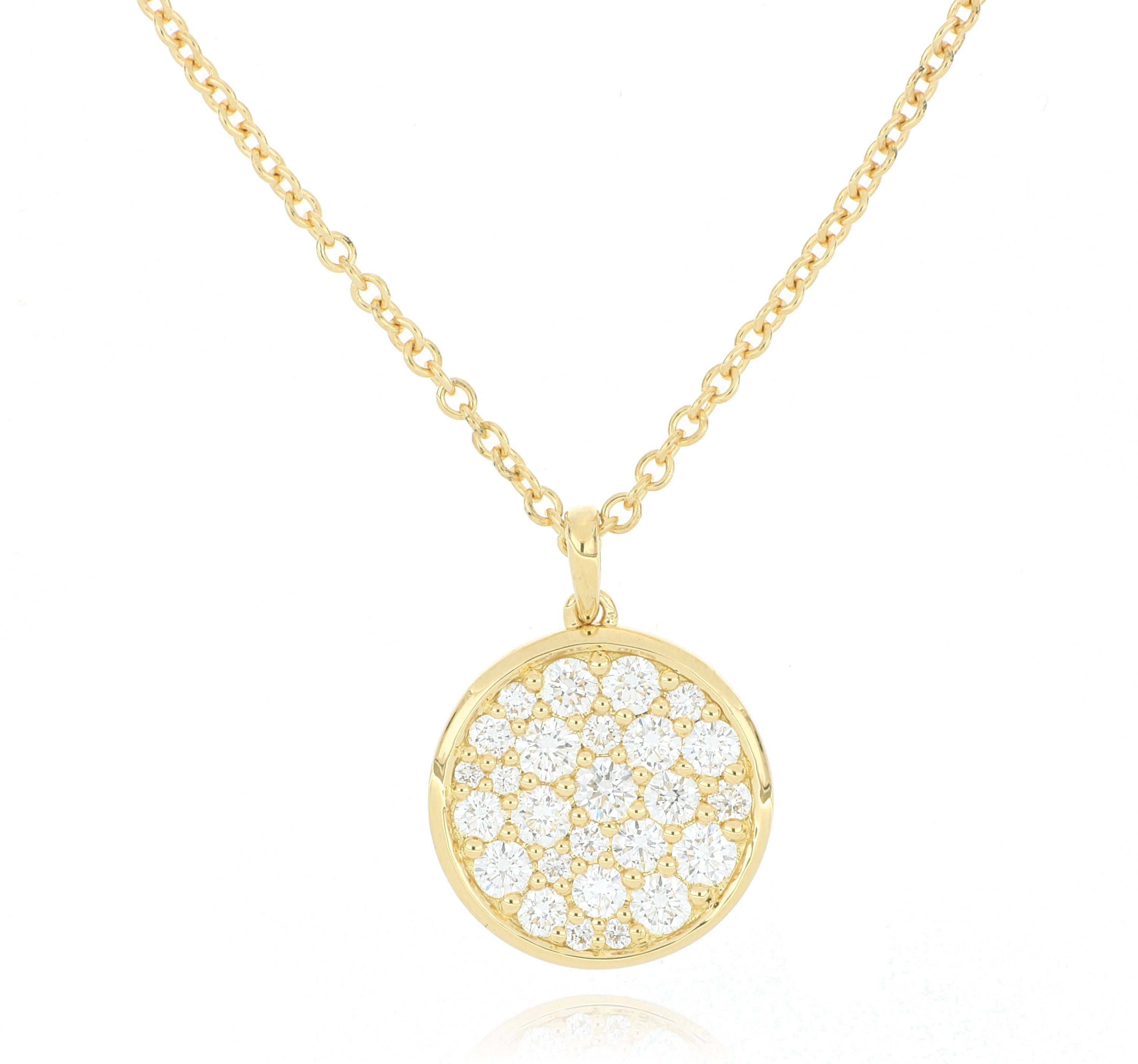 18k Yellow Gold Diamond Disk Necklace