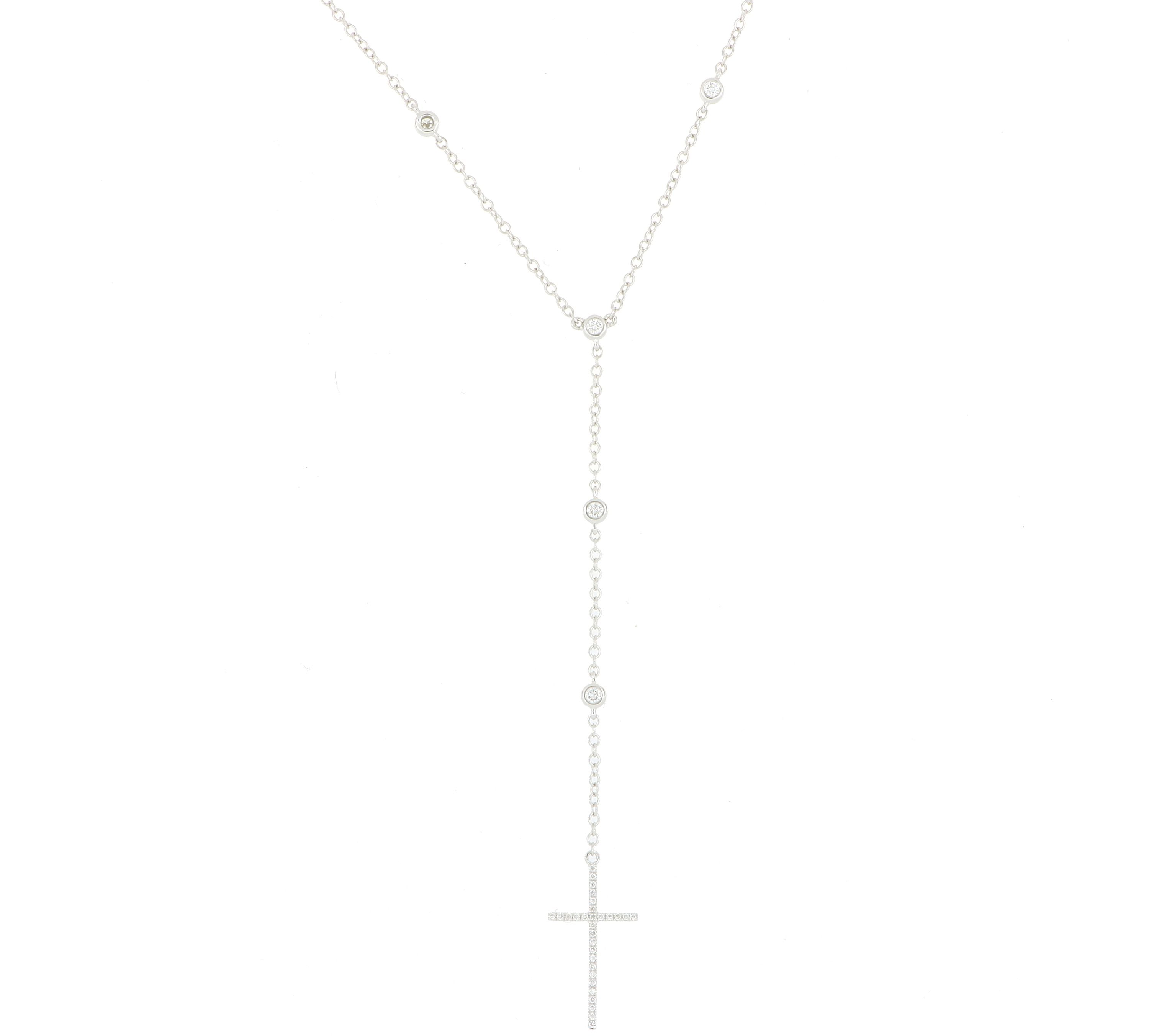 18k White Gold Diamond Rosary Necklace