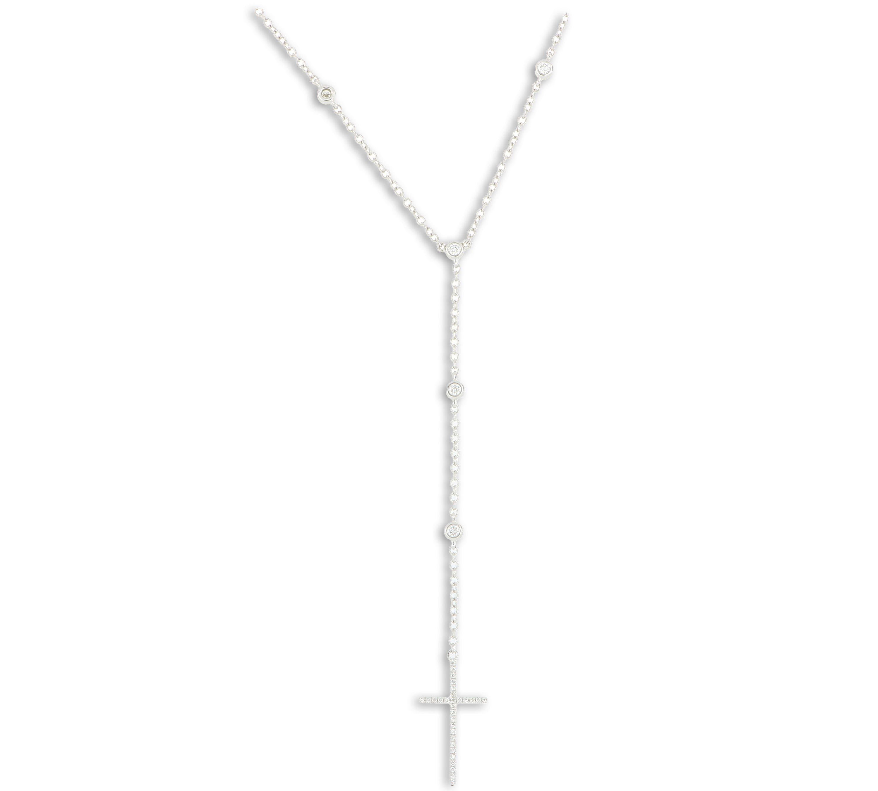 18k White Gold Diamond Rosary Necklace