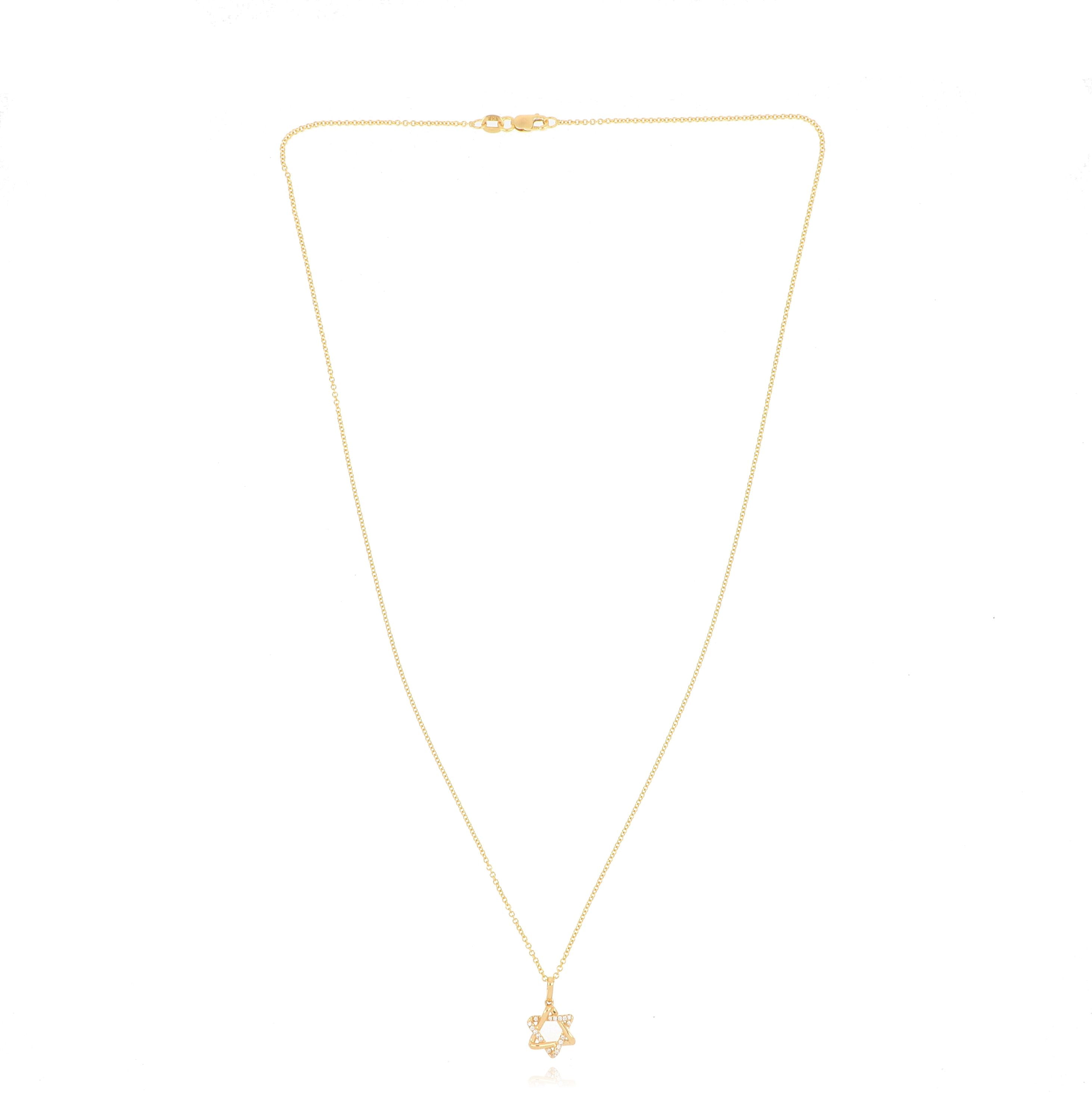 18k Yellow Gold Diamond Accented Star of David Necklace