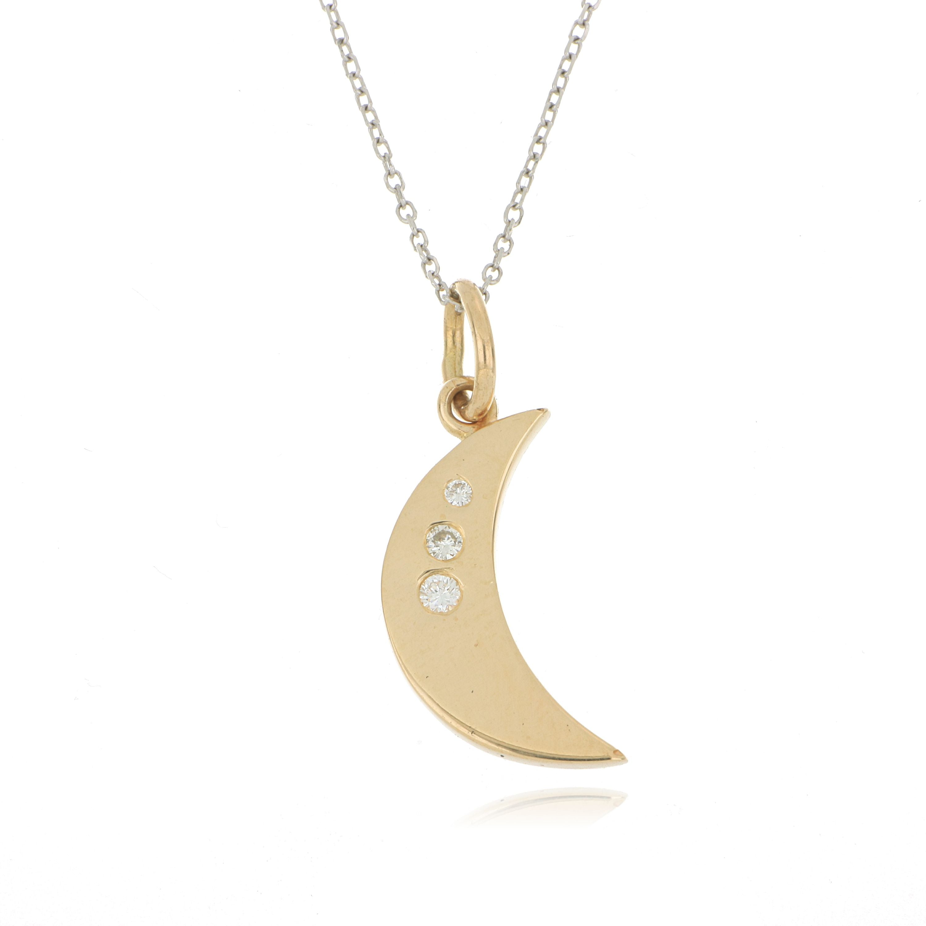 14k Yellow Gold Diamond Accented Moon Necklace