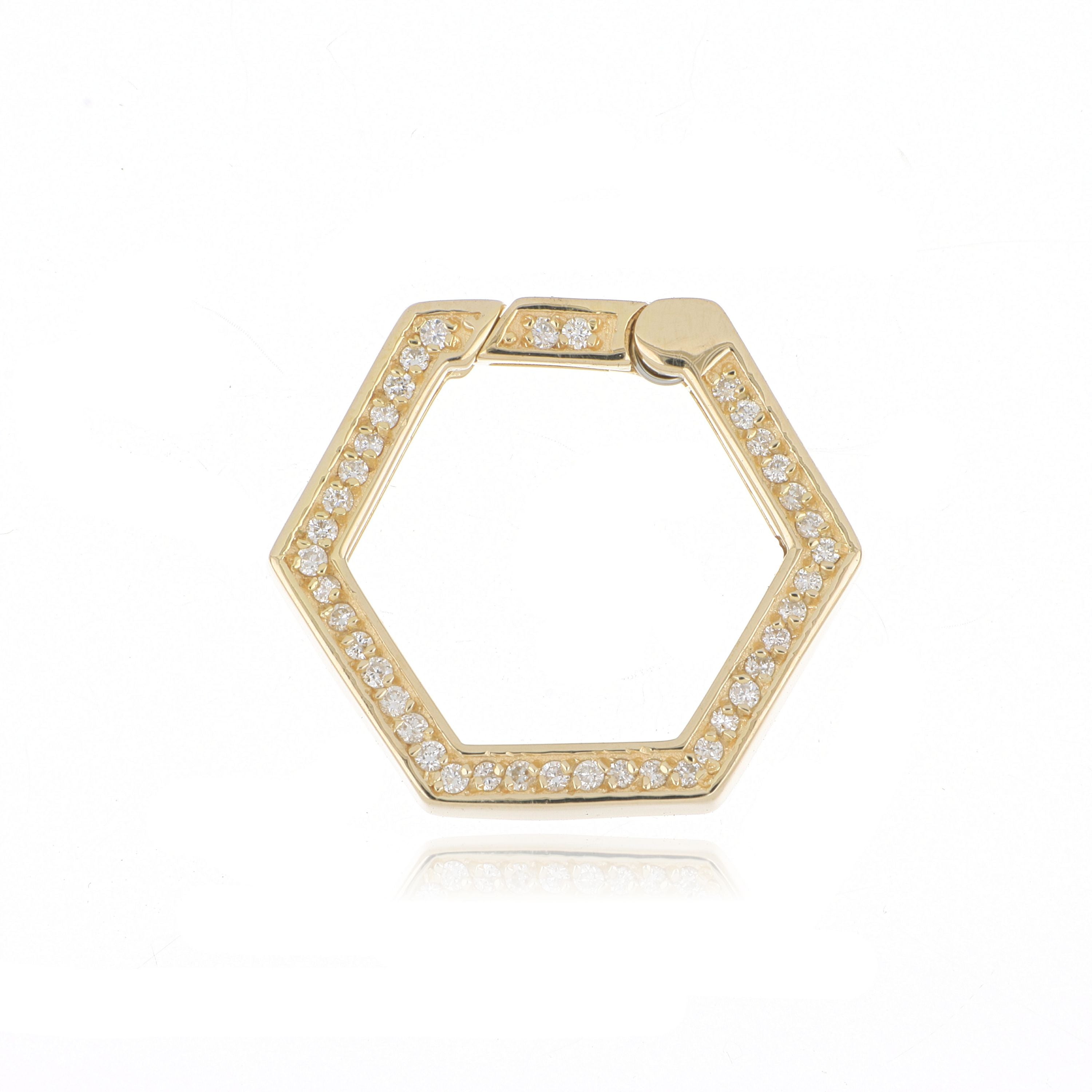 14k Yellow Gold Diamond Hexagon Pendant